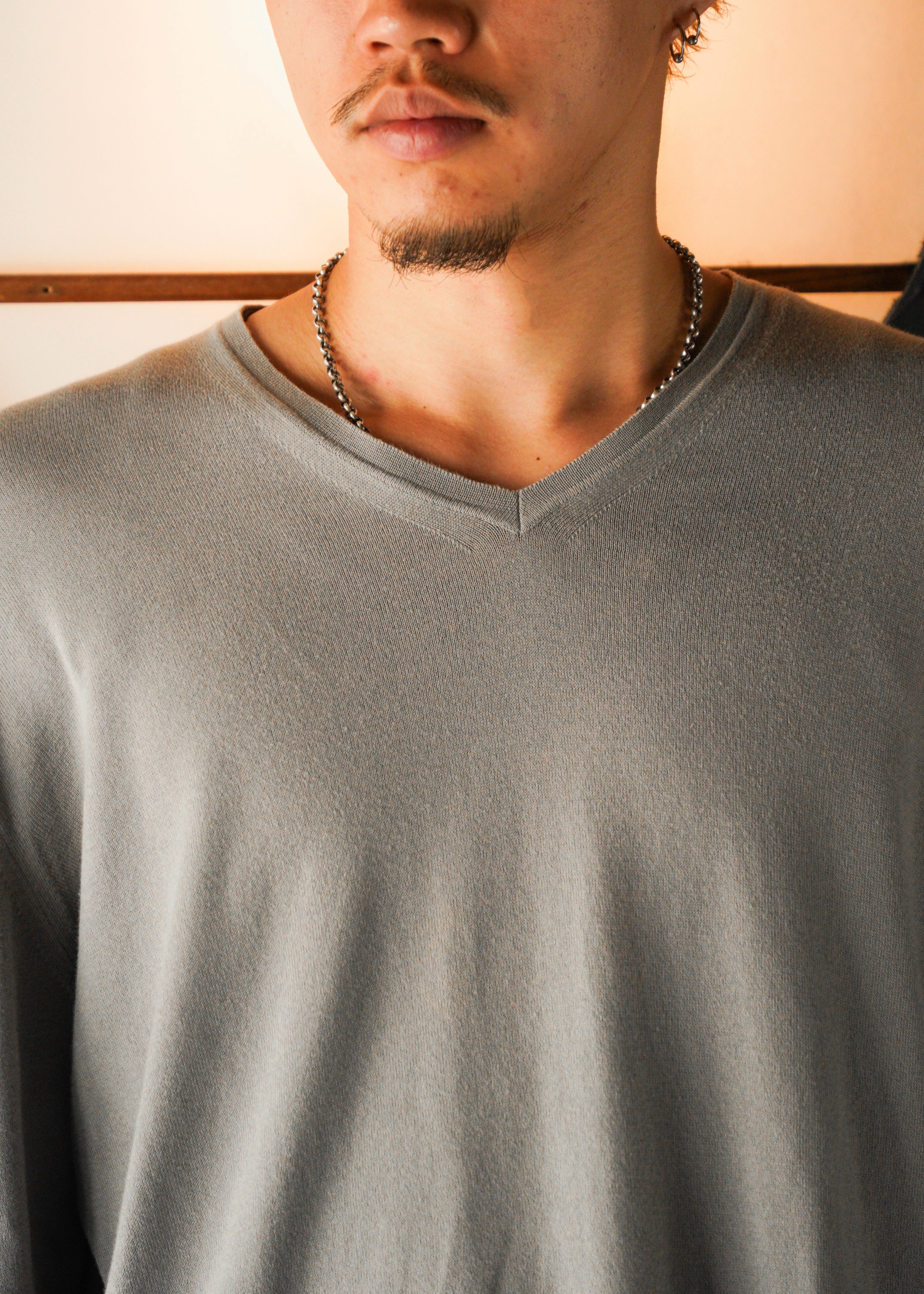 00’s GUCCI v neck cotton long sleeve knit