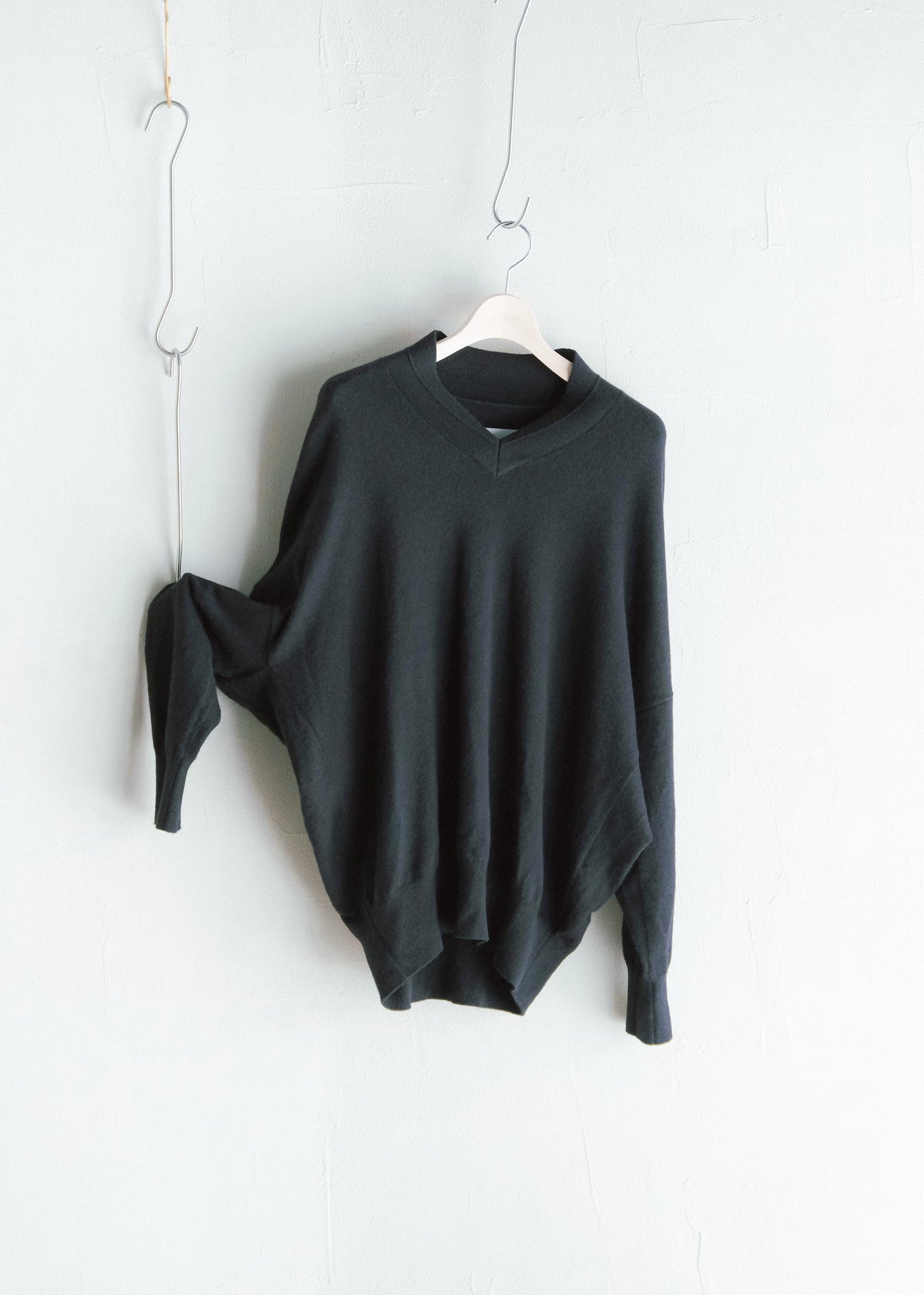 nonnotte 26AW Draping Shawl Collar V Pullover Pure Cashmere Knit