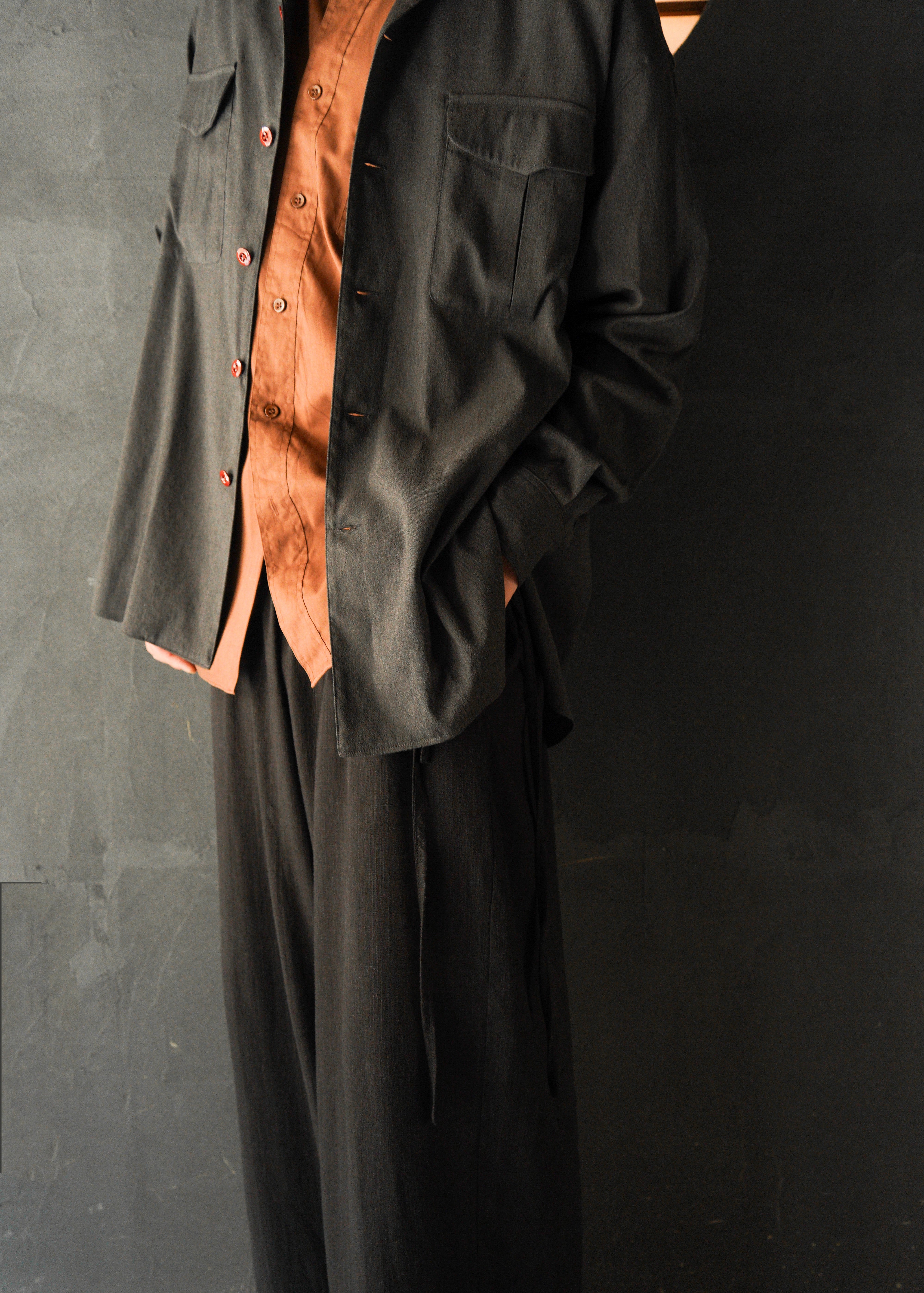 linen draw coded wide straight trousers