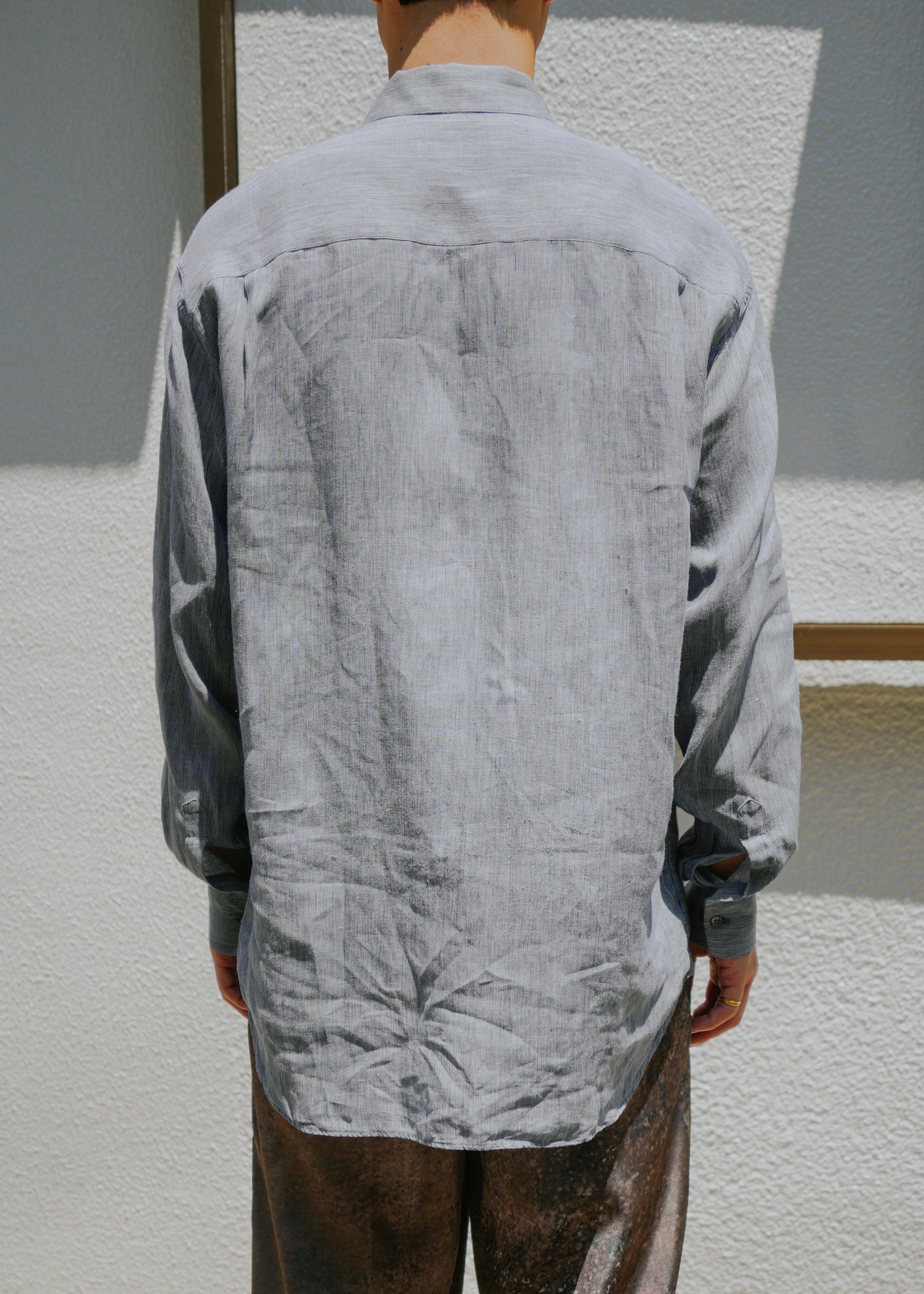 90-00's Salvatore Ferragamo linen regular collar shirt
