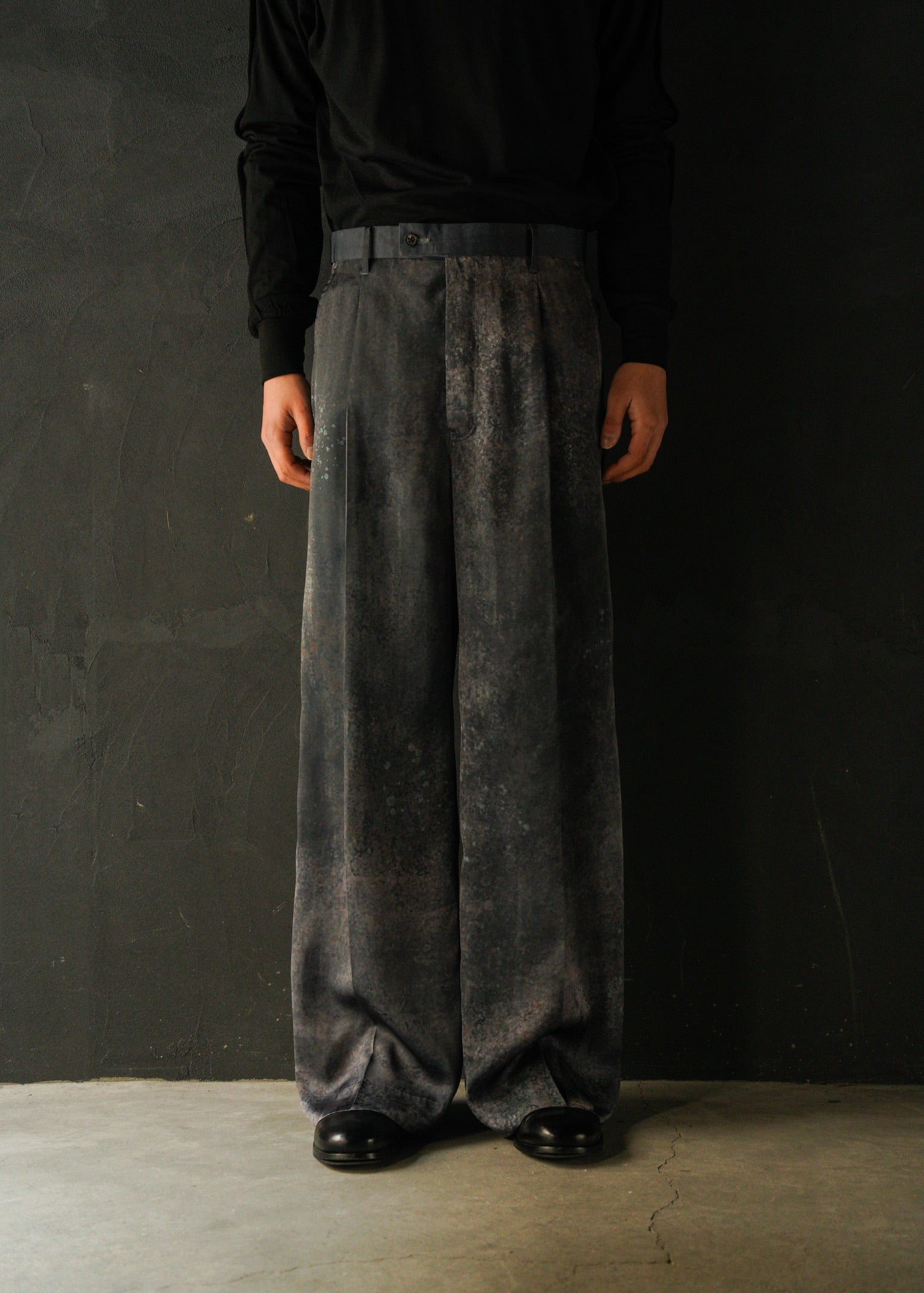 SASAKI SATORU 26SS single tuck wide trousers / Black