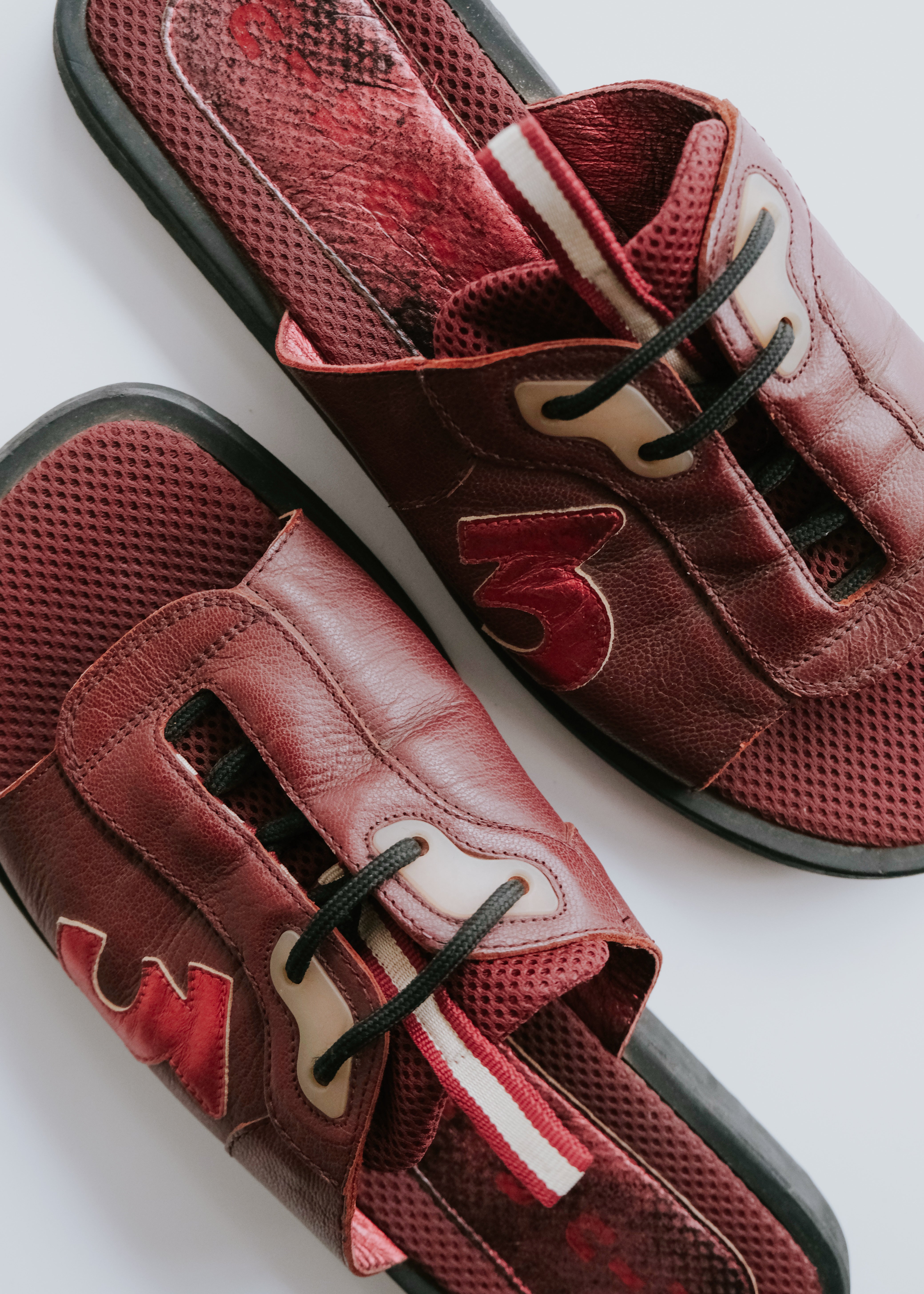 90's MIU MIU leather & mesh combination sandals