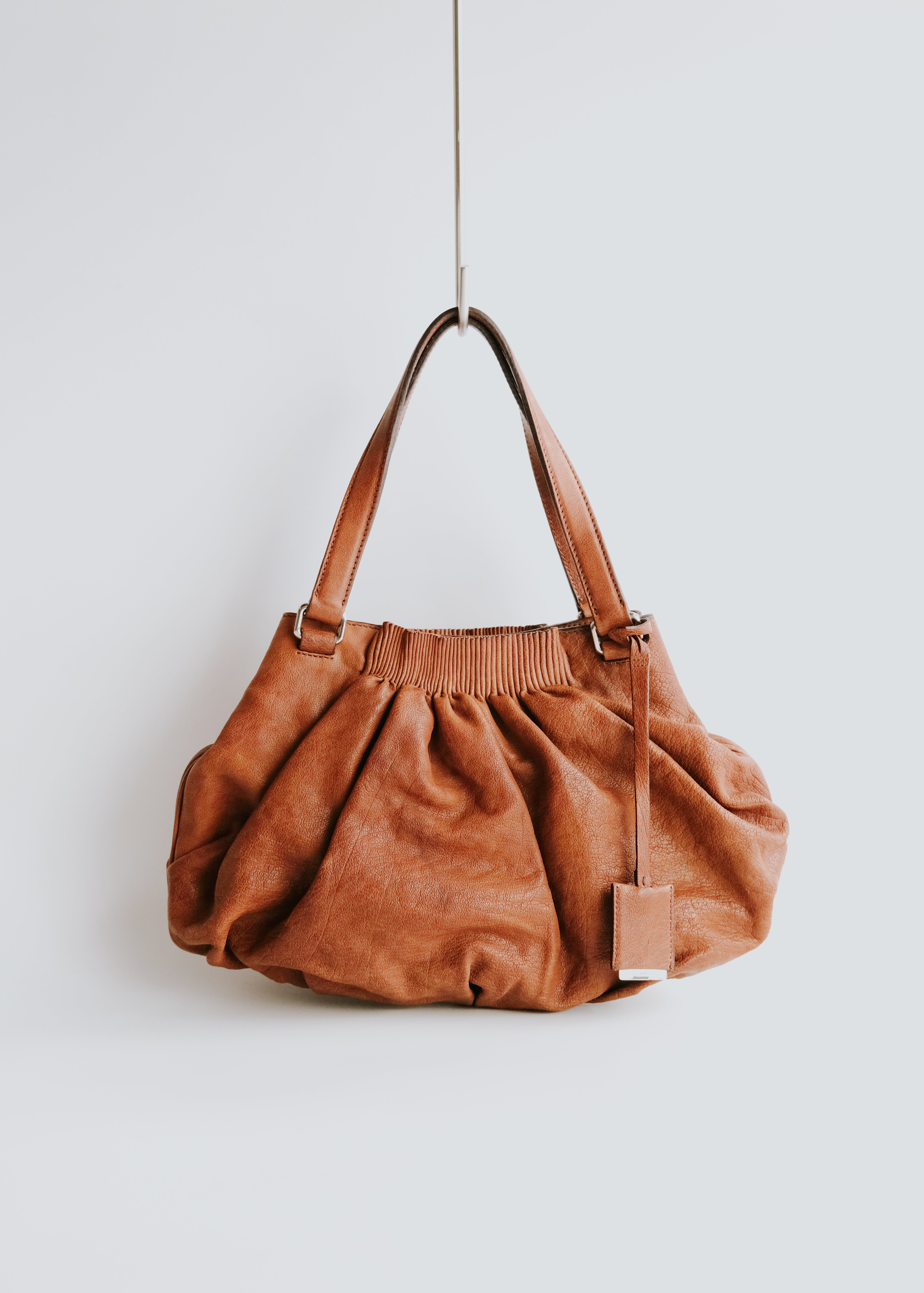 00-10's JIL SANDER gather leather hand bag