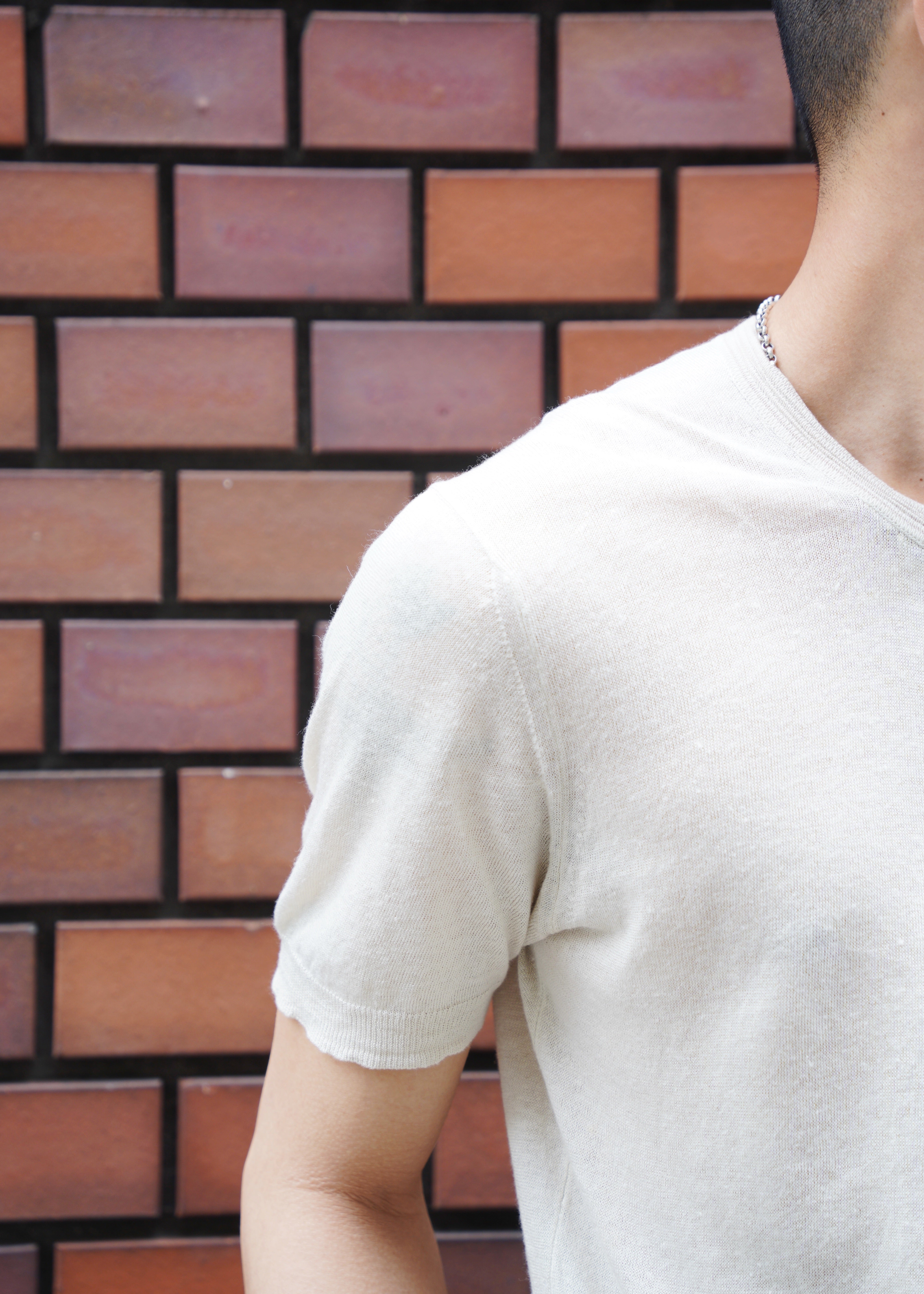 00's GUCCI linen silk henry neck short sleeve knit