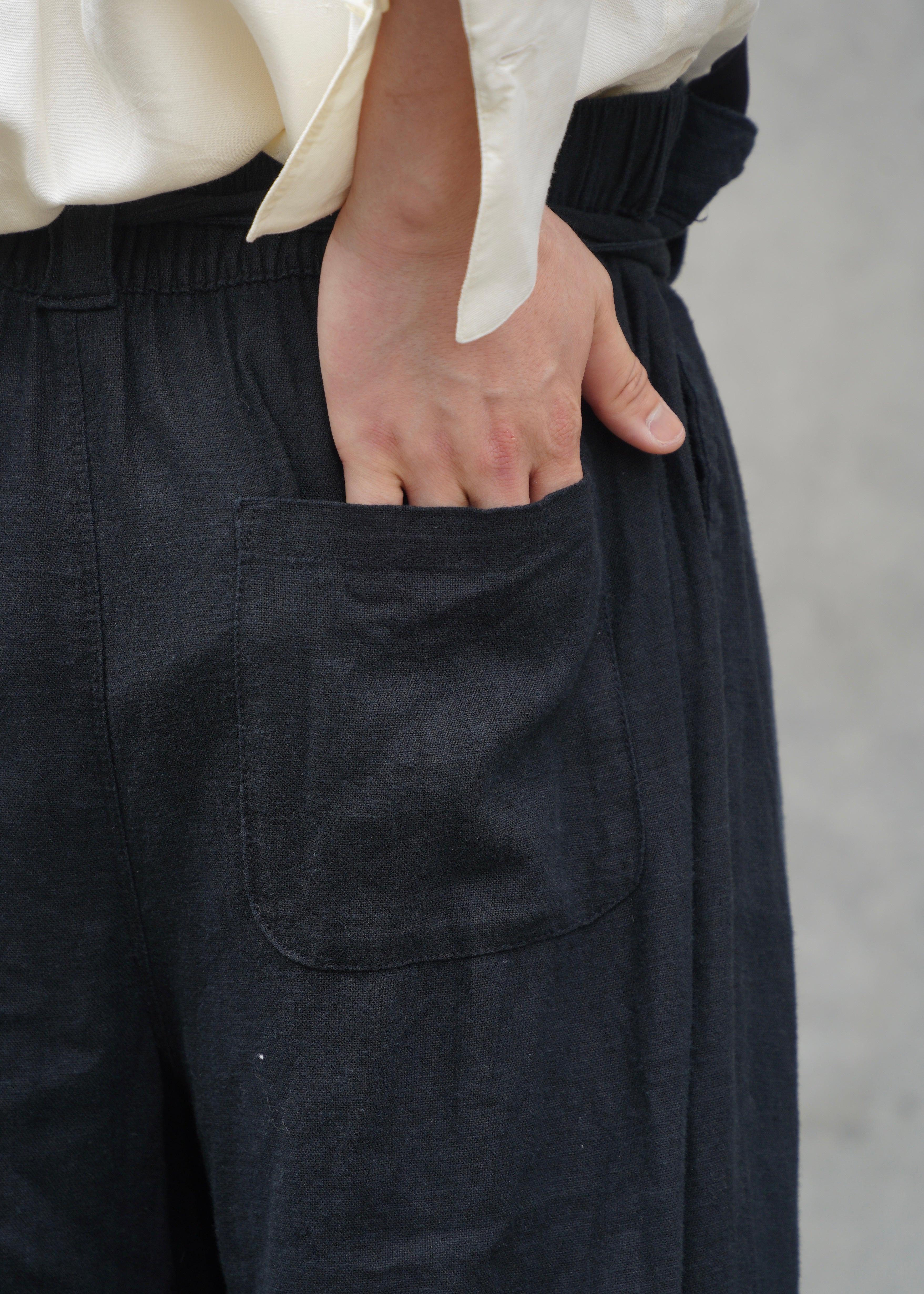 Belted Linen Wide Pants