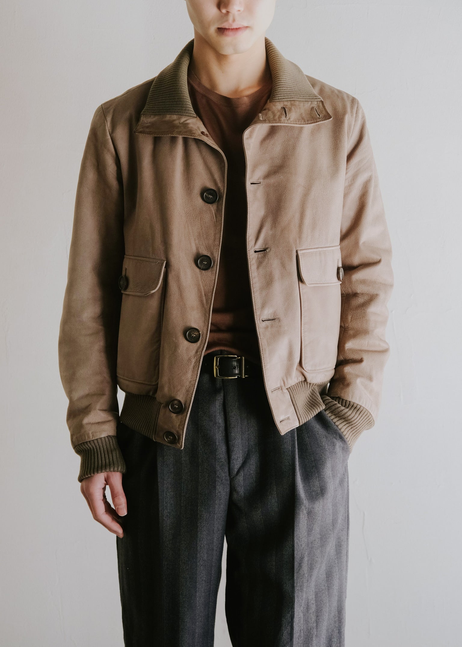 00-10's GUCCI wide ribbed silk cut-and-sew