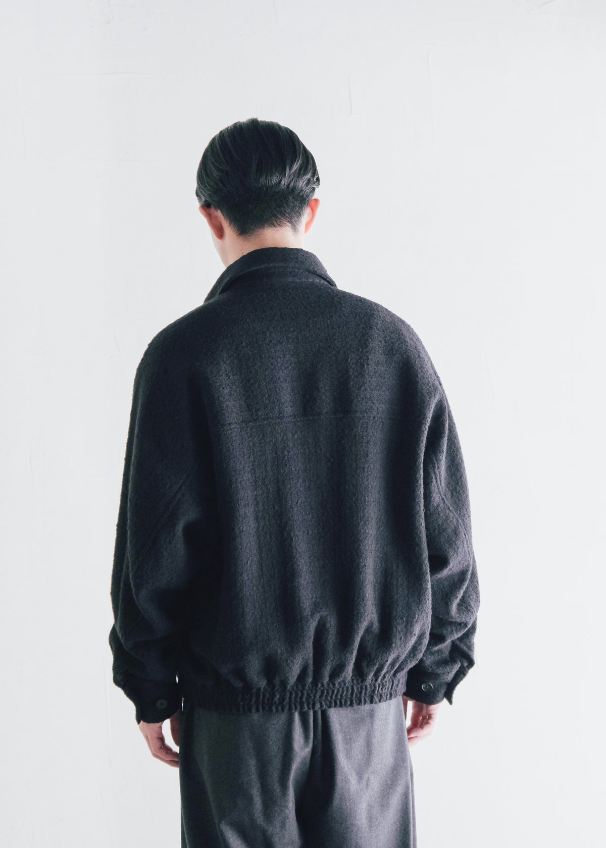 nonnotte 26AW Draping Big Yoke Raglan Drizzler Jacket N Tweed 002 / Smoked Black