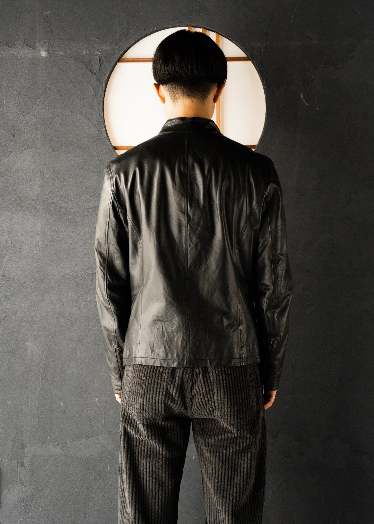 00's- BANANA REPUBLIC double zip single leather jacket