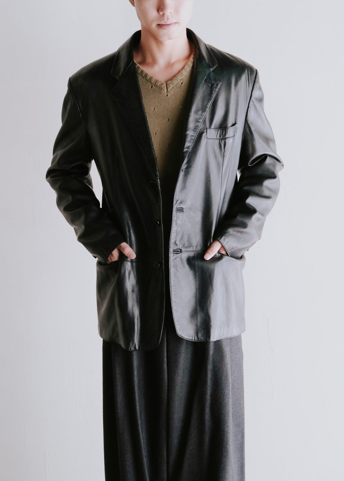 90-00's RUFFO genuine leather 3B tailored jacket