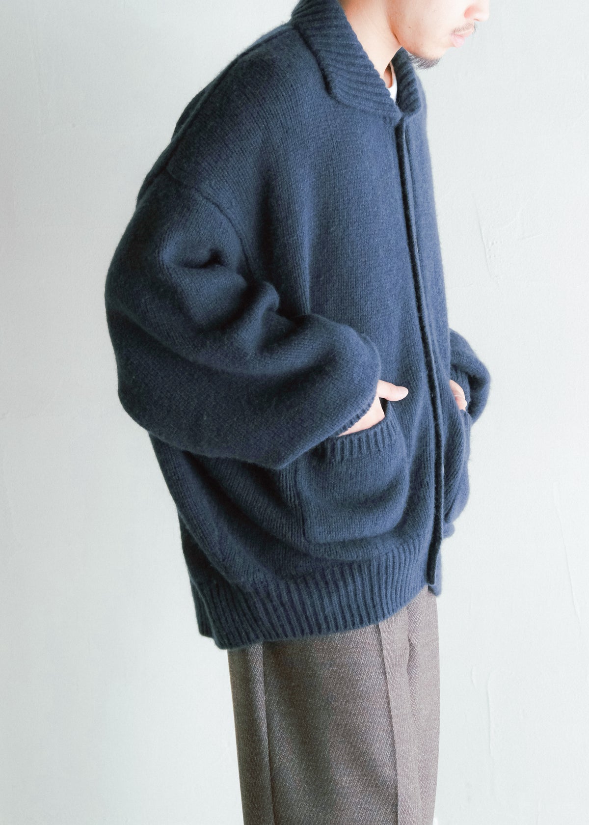 nonnotte 26AW Draping Knit Cardigan Jacket Low Count Wool Knit