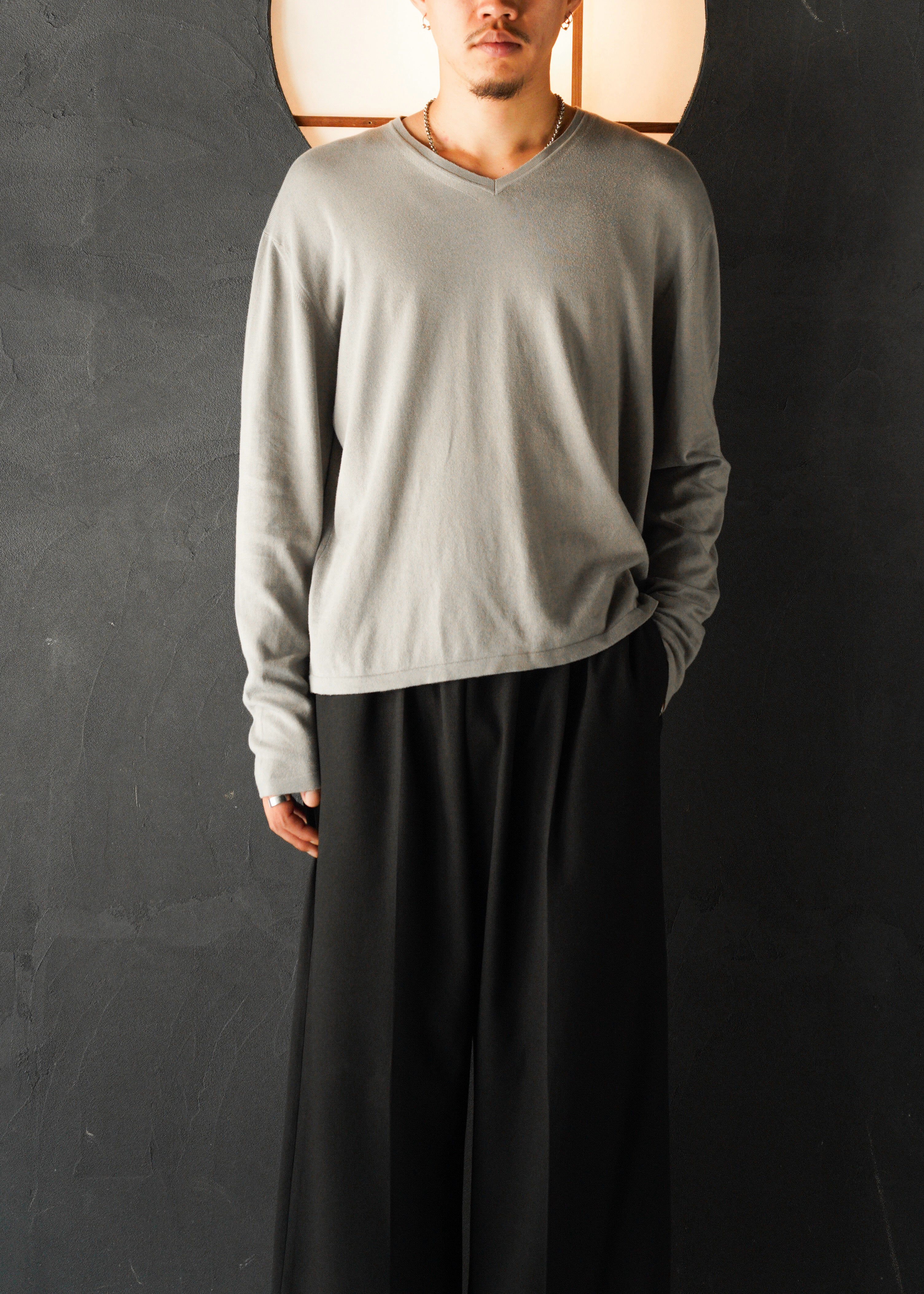 00’s GUCCI v neck cotton long sleeve knit