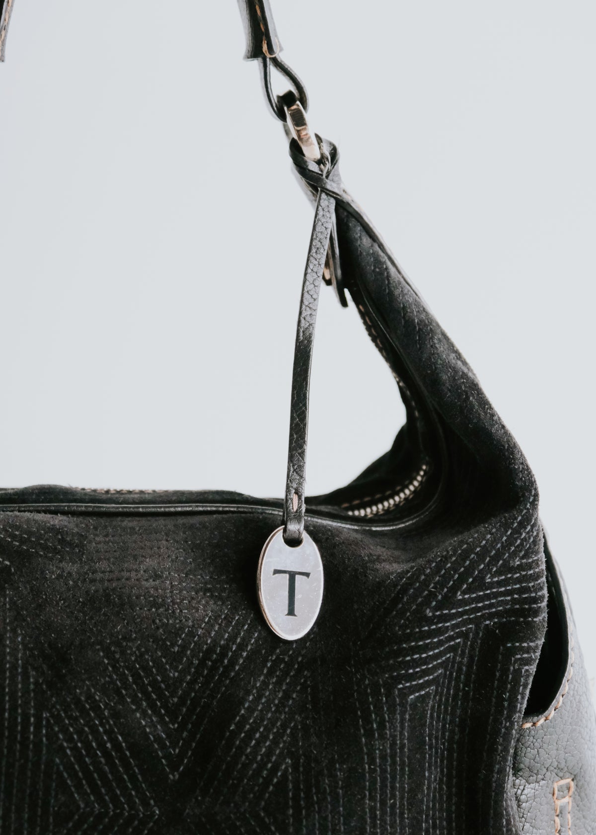 TOD'S velvet leather switching hand bag