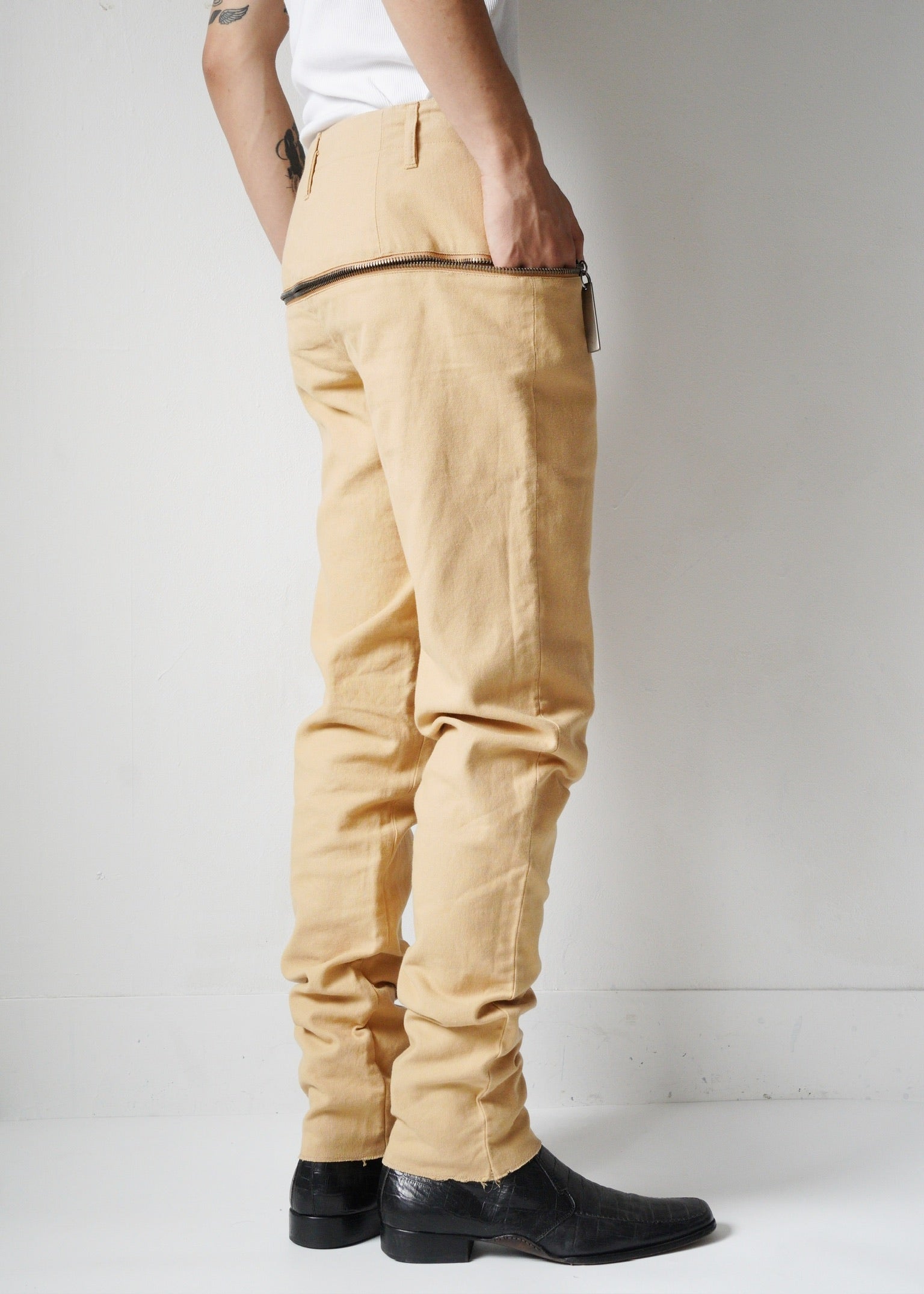 DIRK BIKKEMBERGS zip gimmick tapered cotton pants