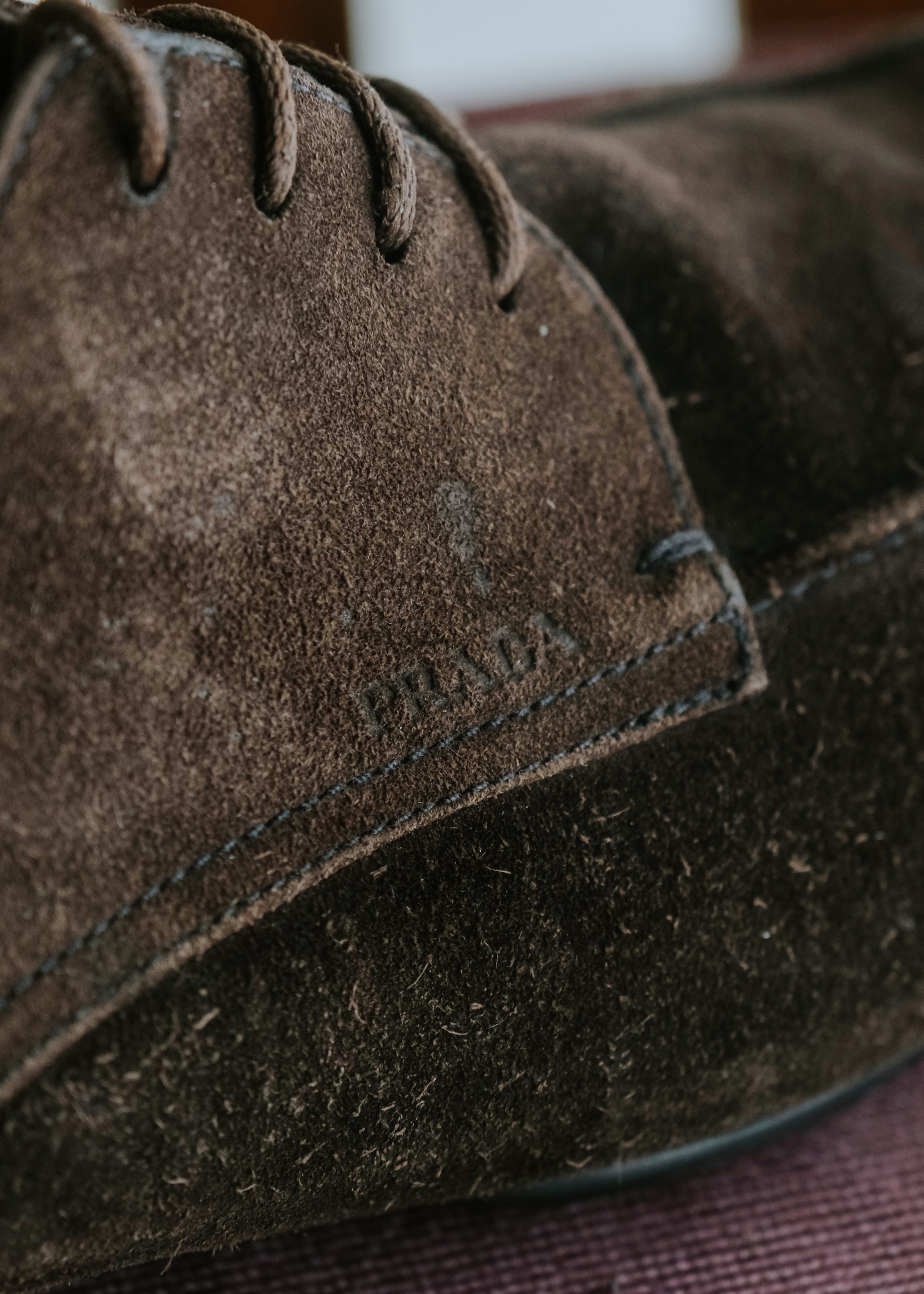 00's PRADA suede leather derby shoes