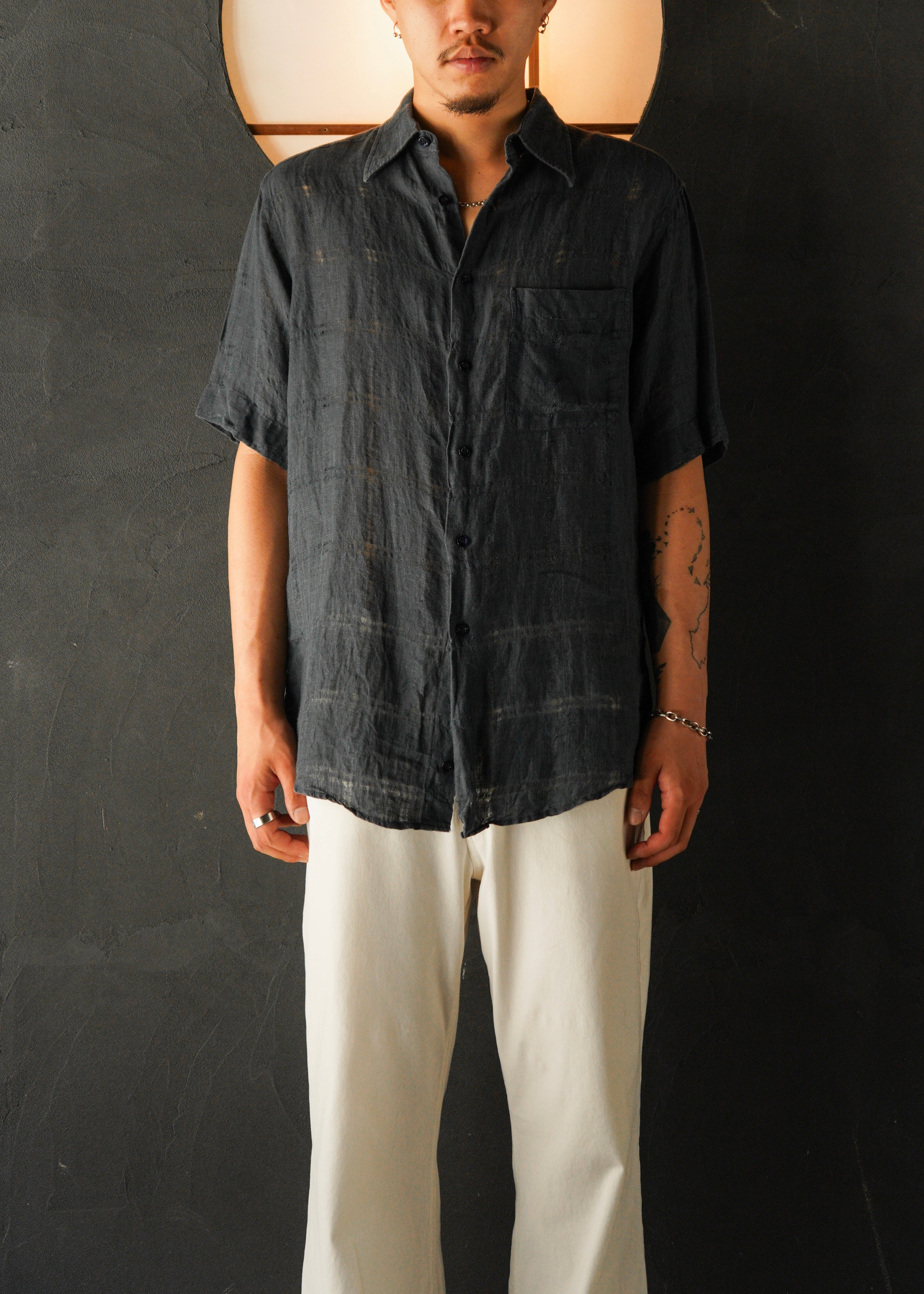 Ermenegildo Zegna regular collar half sleeve linen shirt