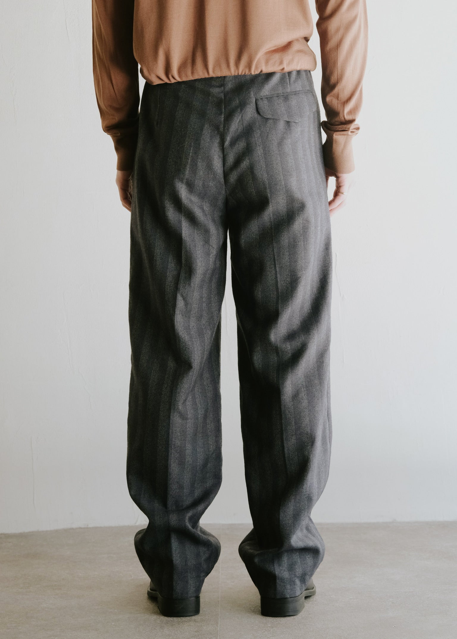 70-80's euro vintage two tucked stripes trousers