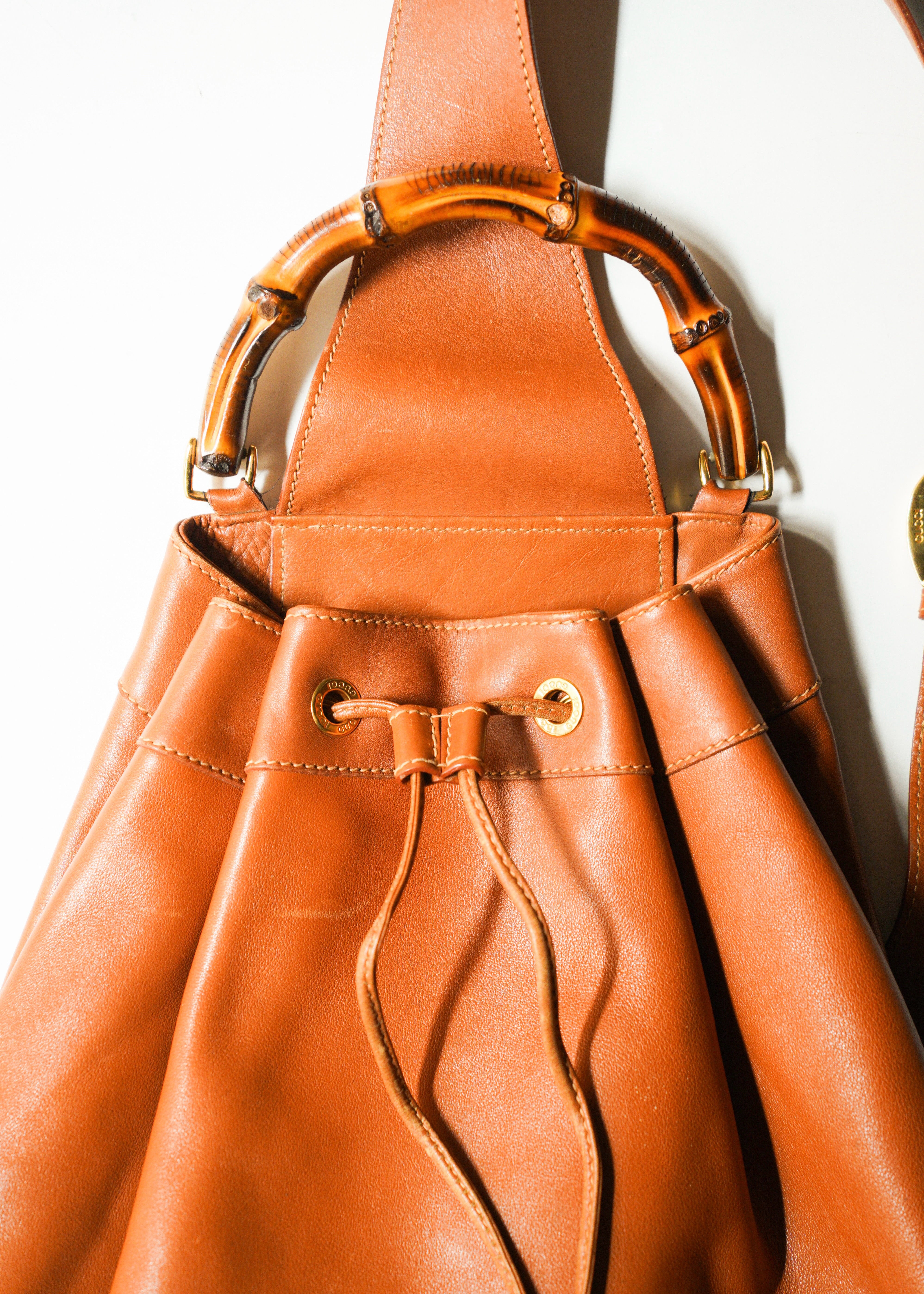 GUCCI グッチ 90-00年代 バンブー handle レザー ショルダーバッグ メンズ