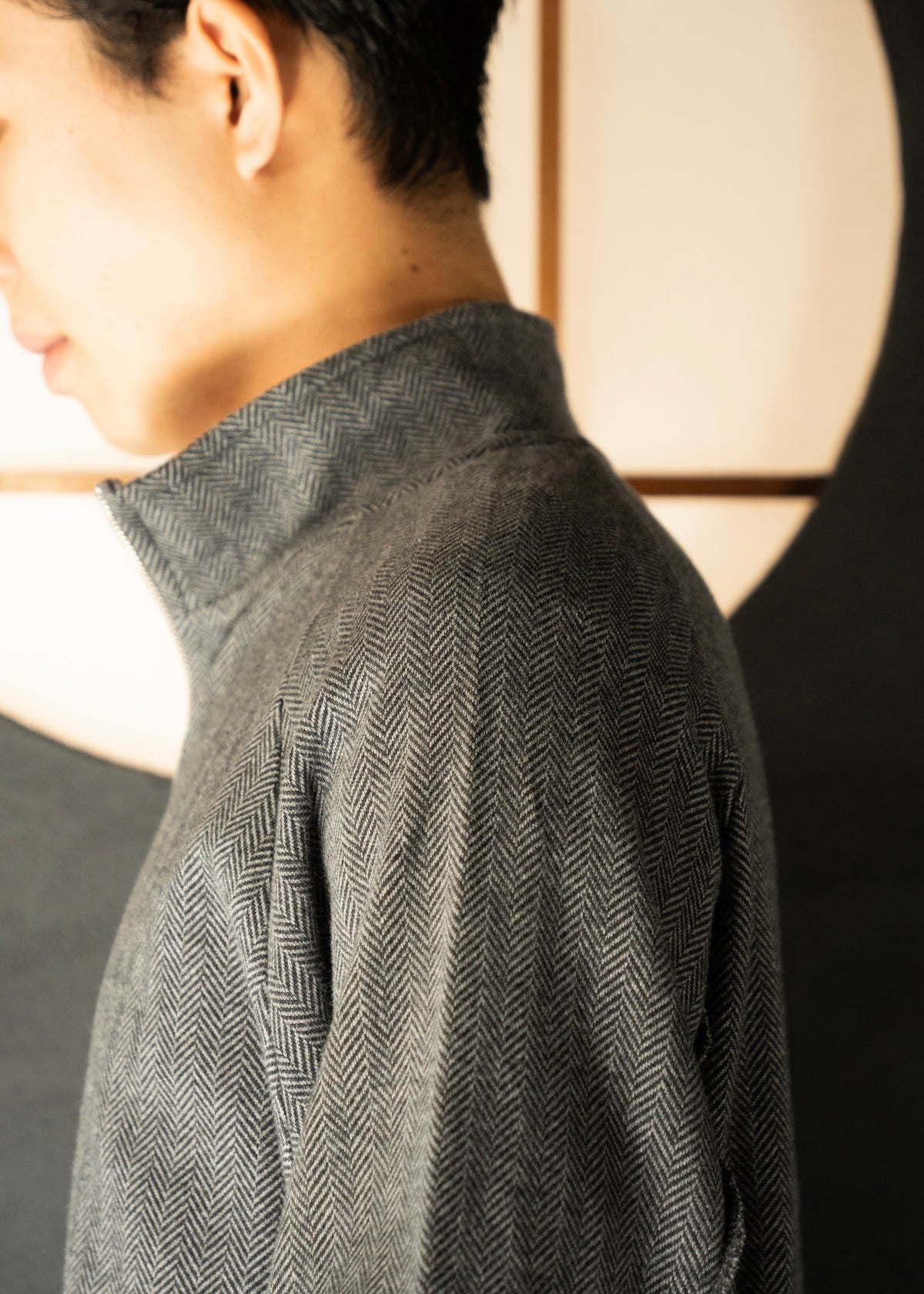 mfpen 26AW Leisure Zip Up / Grey Herringbone