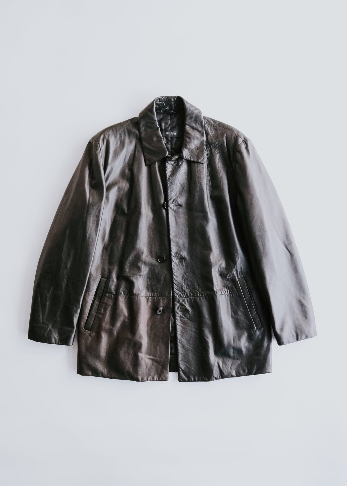90-00's RUFFO single breasted leather caban coat