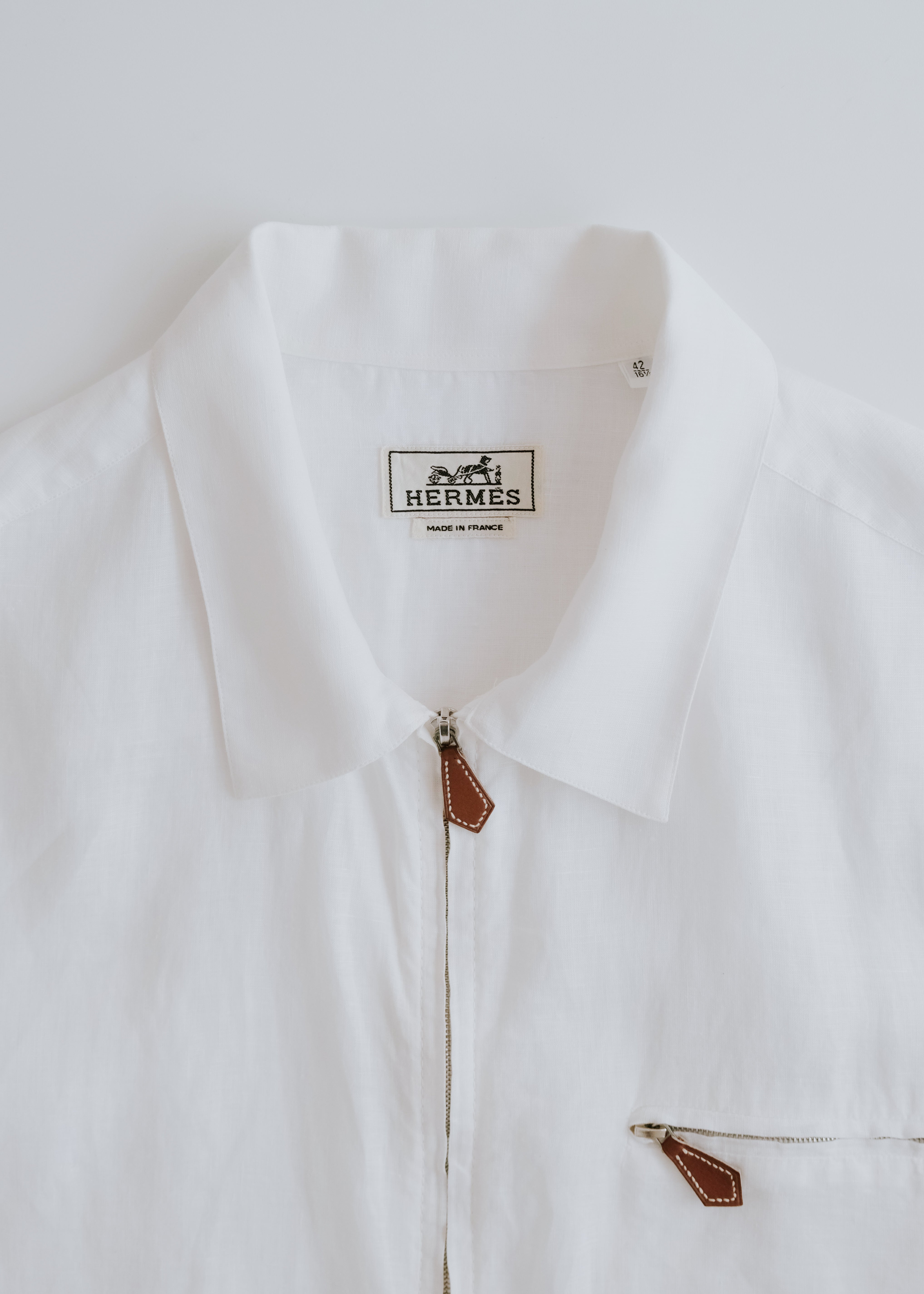 90-00's HERMÈS zip up linen shirt jacket