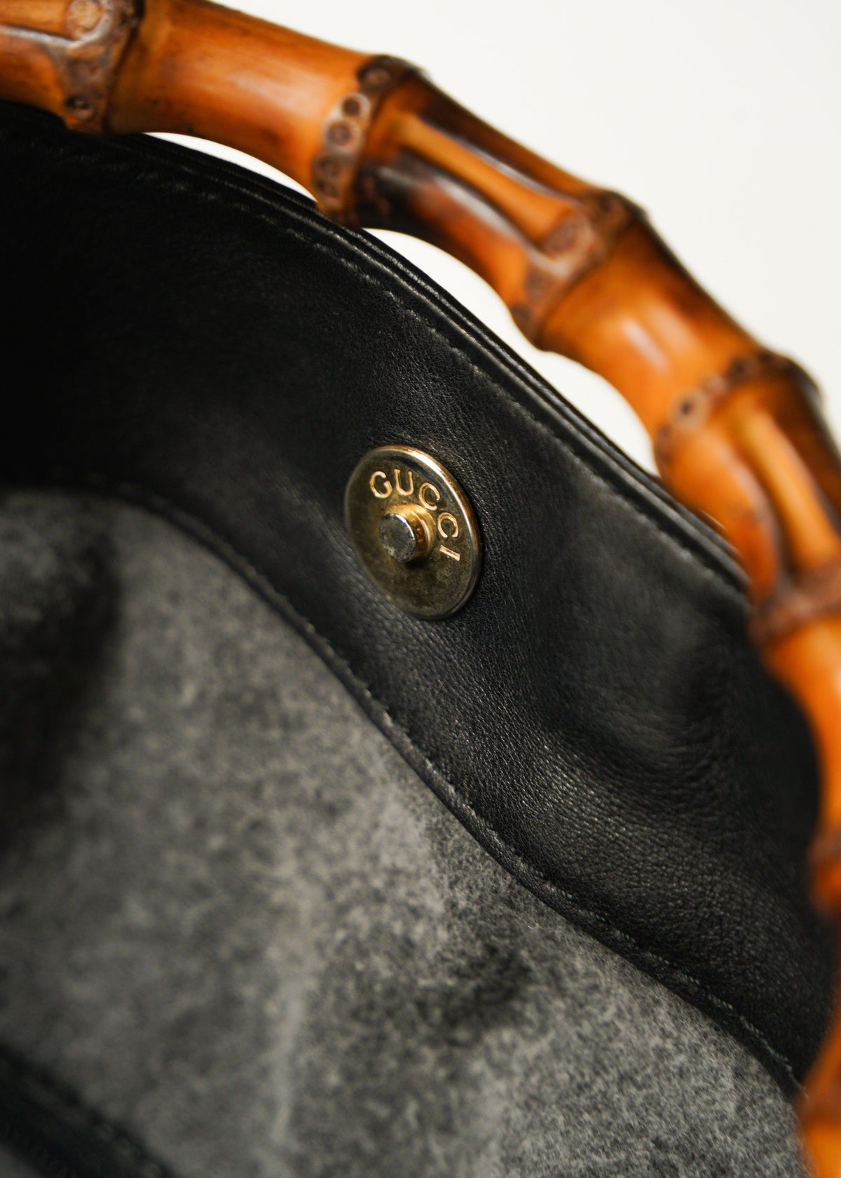 00’s GUCCI bamboo handle 2 way leather shoulder bag