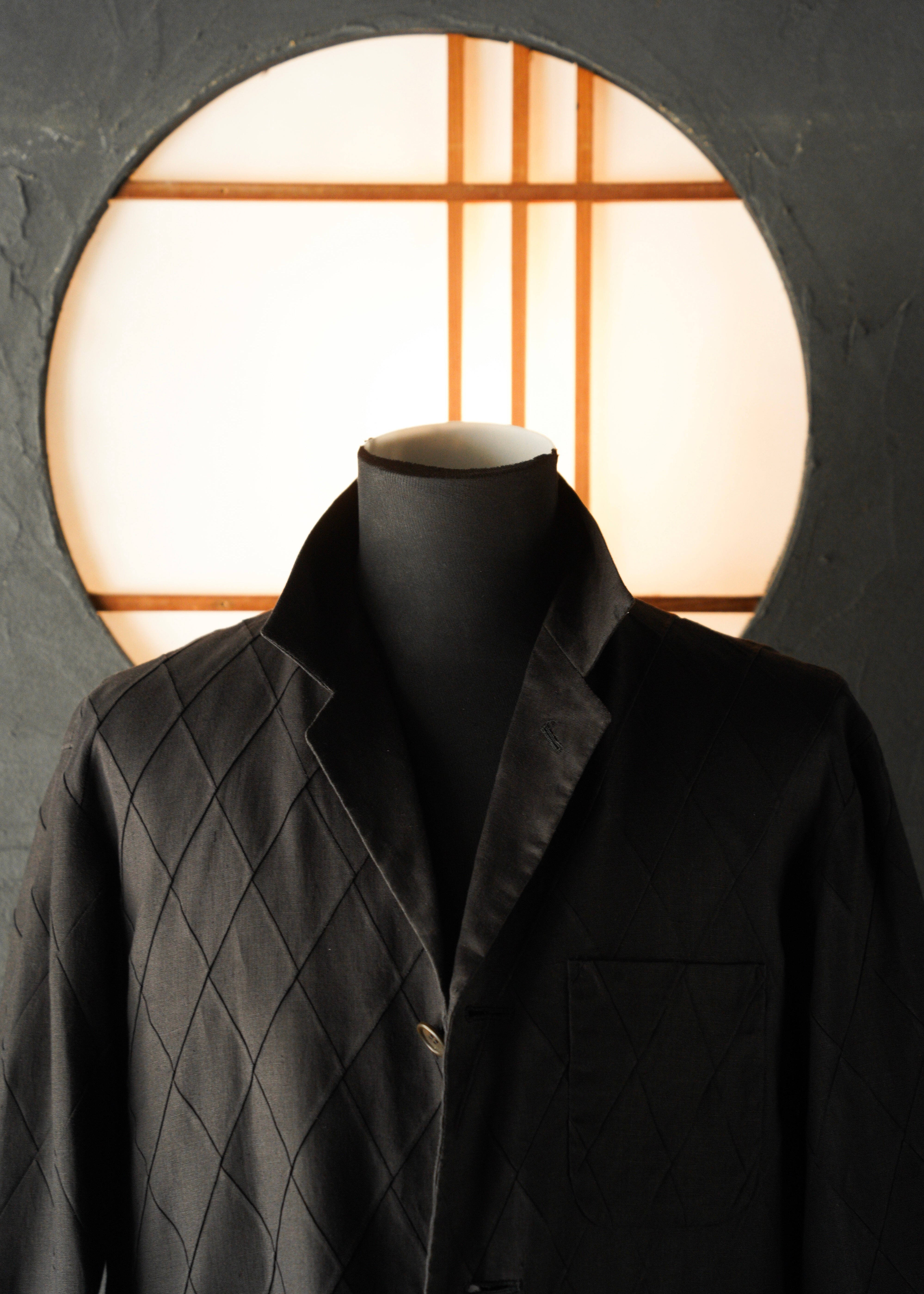 ISSEY MIYAKE MEN 02SS diamond stitch 3 b linen tailored jacket