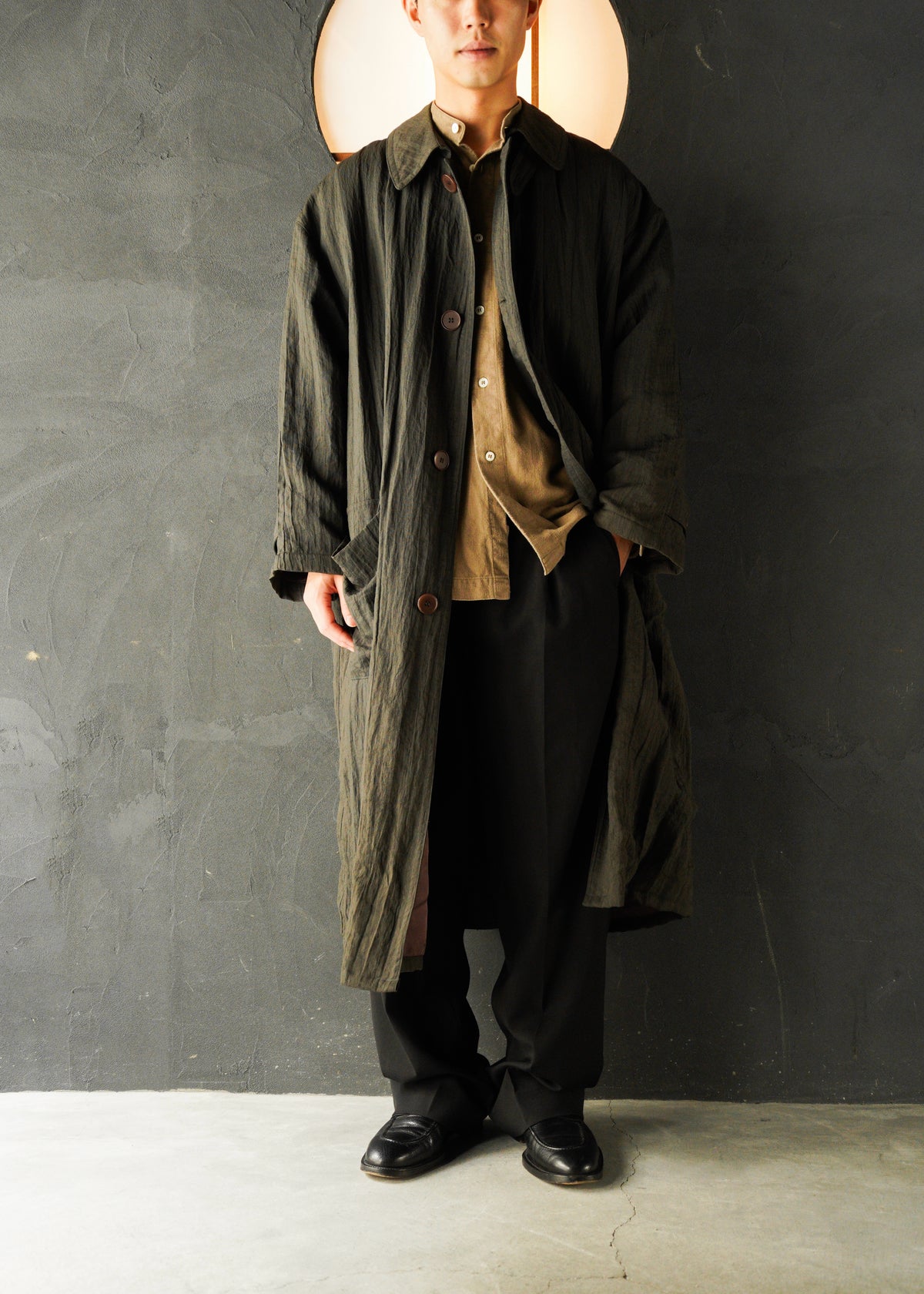 70-80’s GIORGIO ARMANI linen balmacaan coat