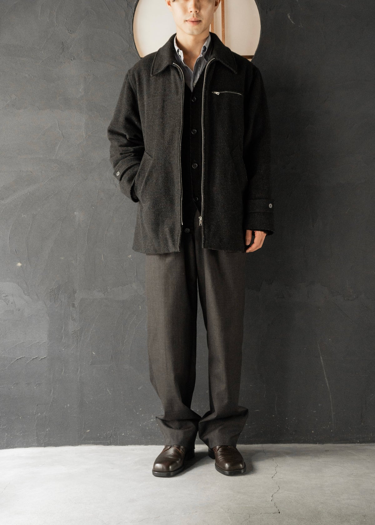90's agnes b. homme zip up wool blouson
