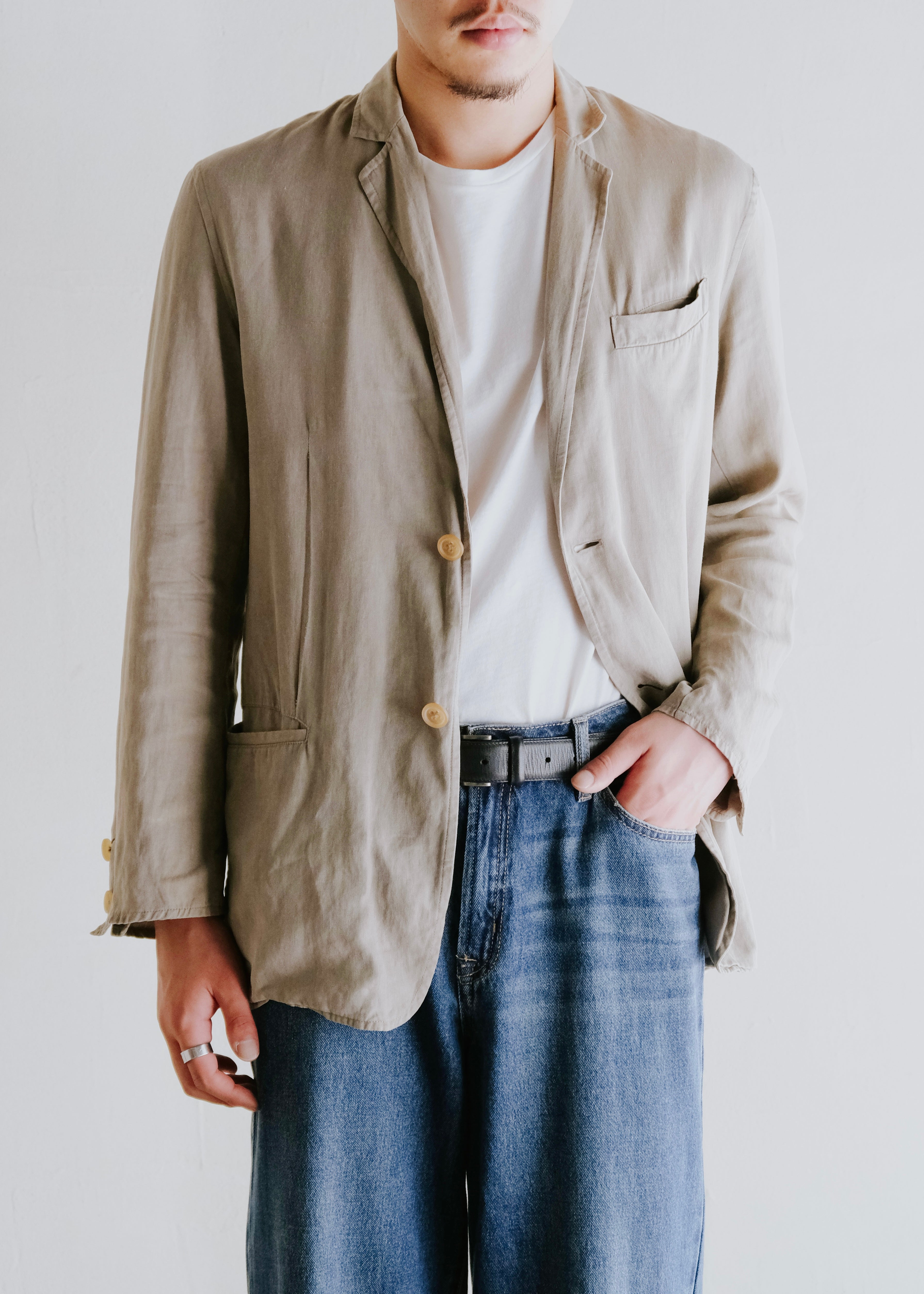 00's JIL SANDER 2B linen tailored jacket