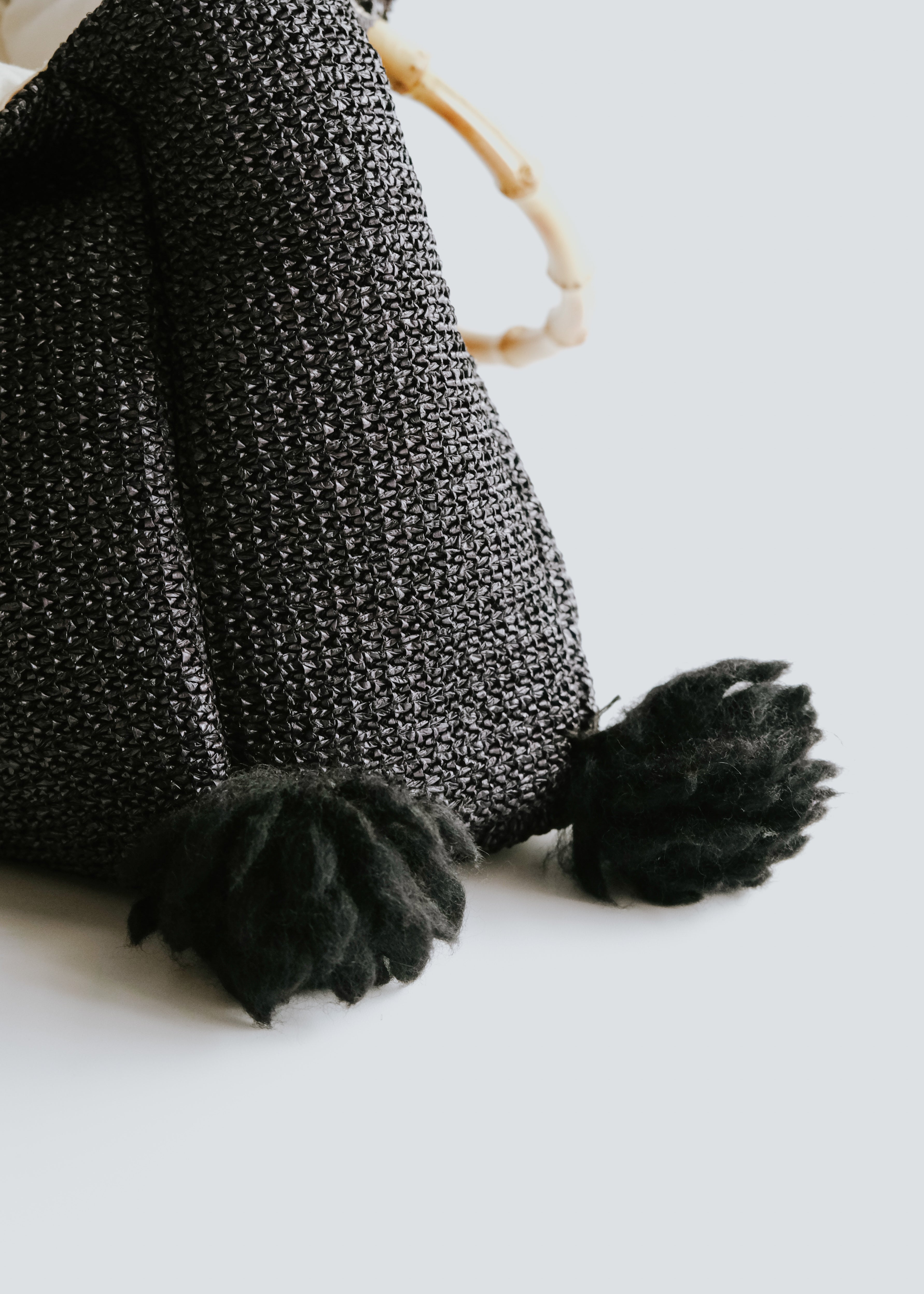 tricot COMME des GARÇONS nylon quilting hand bag with circle bamboo handle