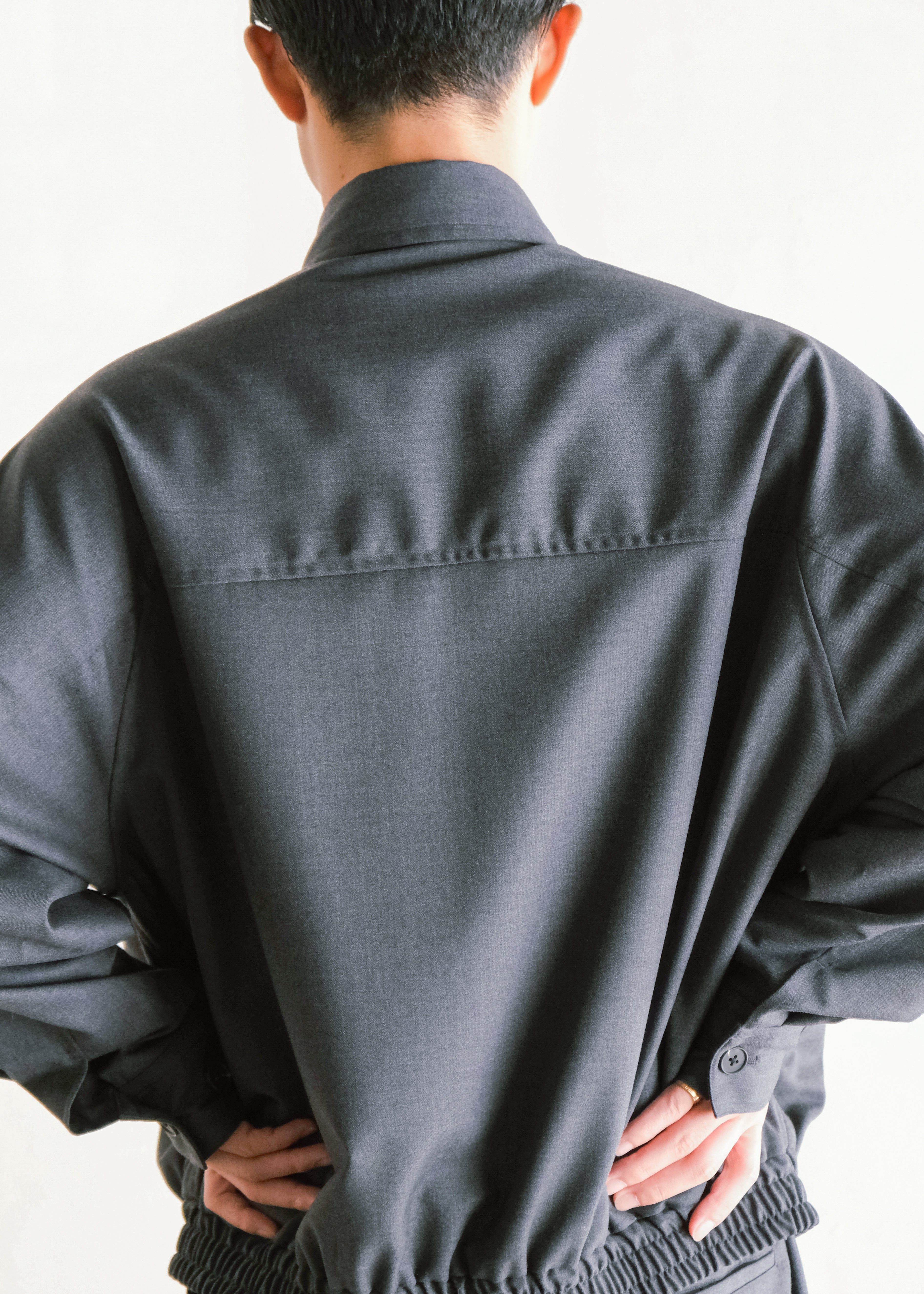 nonnotte 26AW Draping Big Yoke Raglan Drizzler Jacket / Charcoal Top