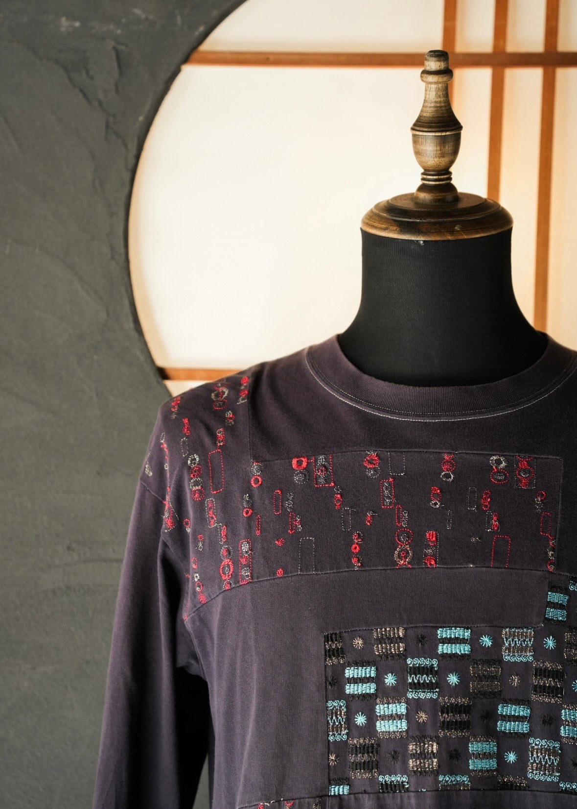 COMME des GARÇONS HOMME AD2002 embroidered panel long sleeve T-Shirt