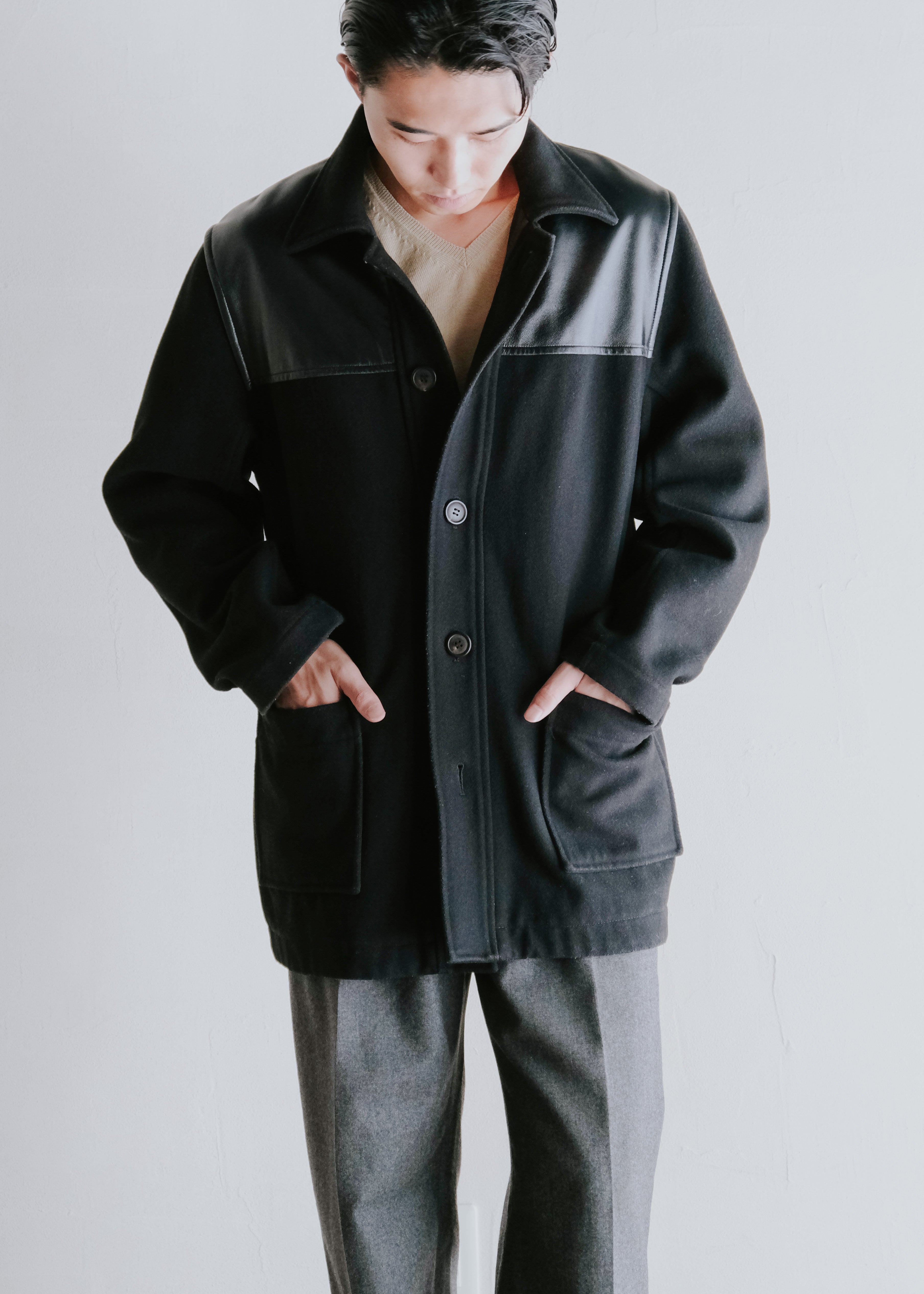 90's A.P.C. cow leather yoke donkey jacket