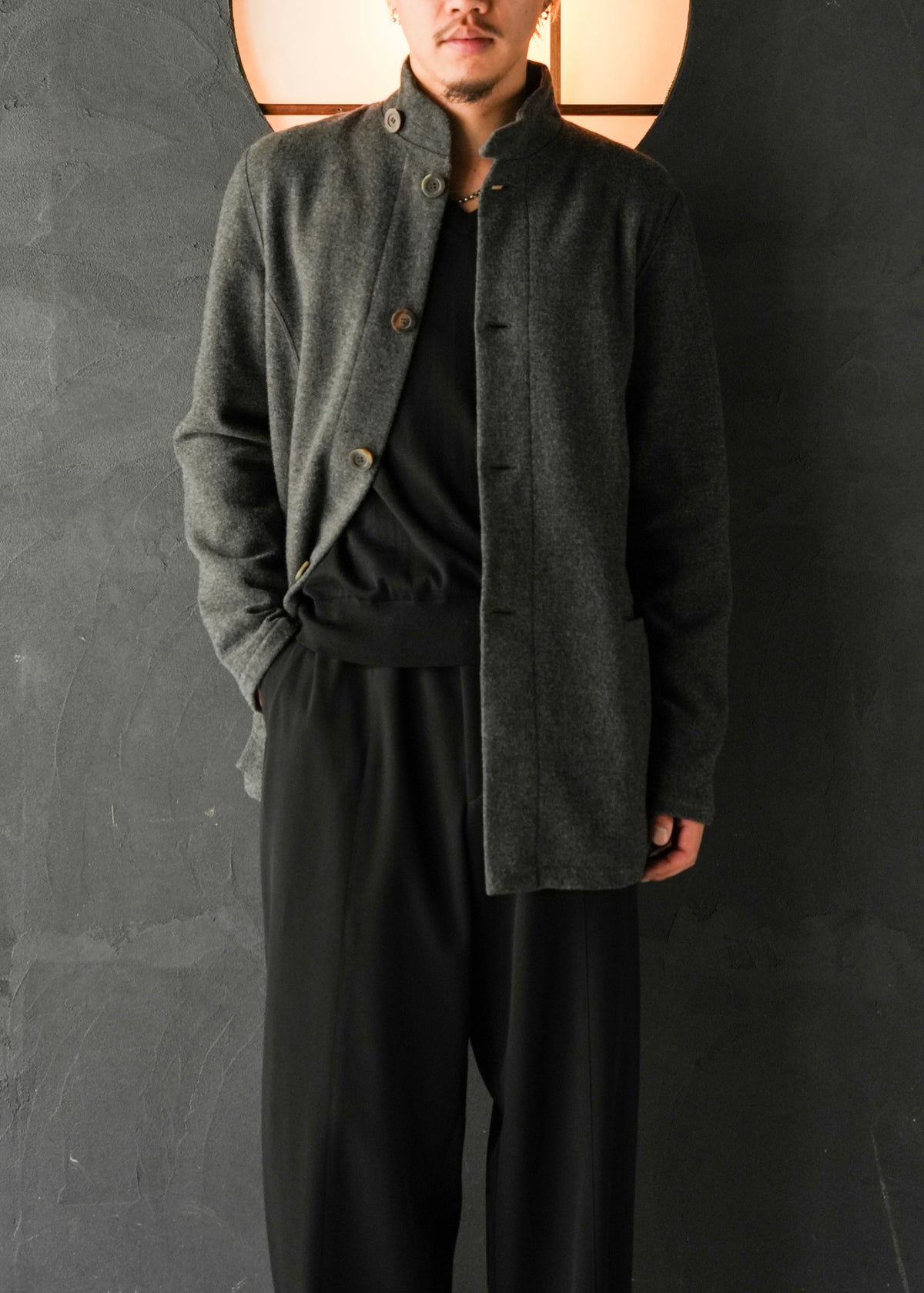 EMPORIO ARMANI 04AW cashmere blend mao collar wool jacket
