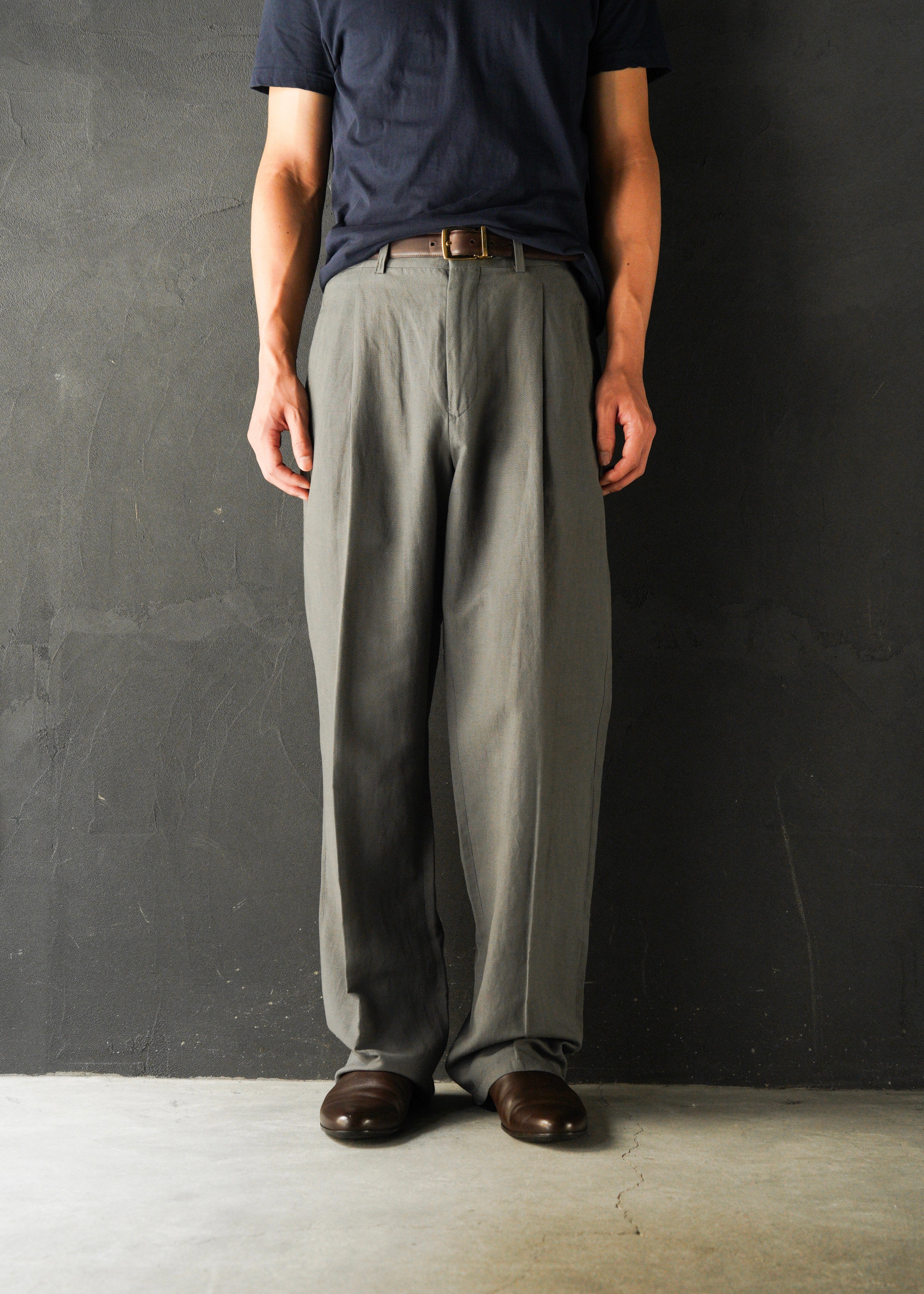 00’s ARMANI COLLEZIONI center crease cotton blend linen pants