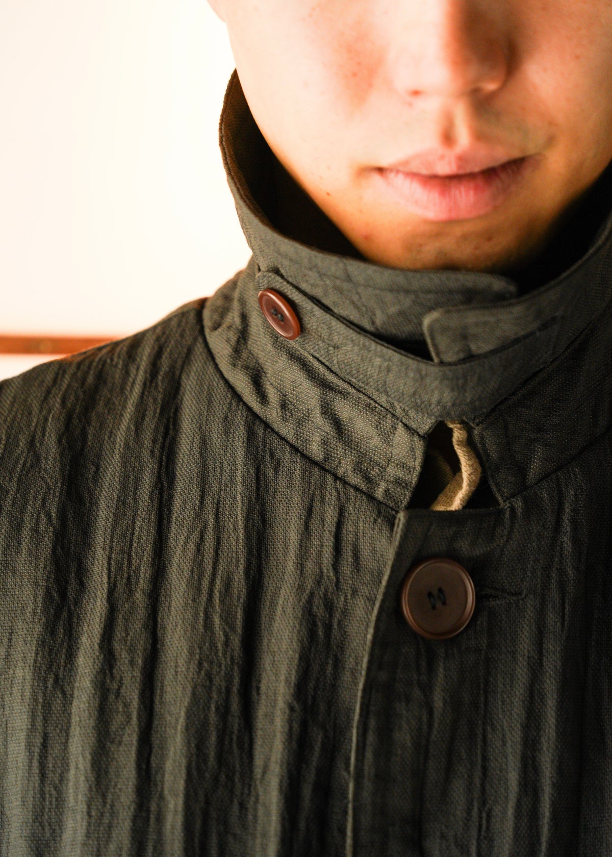 70-80’s GIORGIO ARMANI linen balmacaan coat