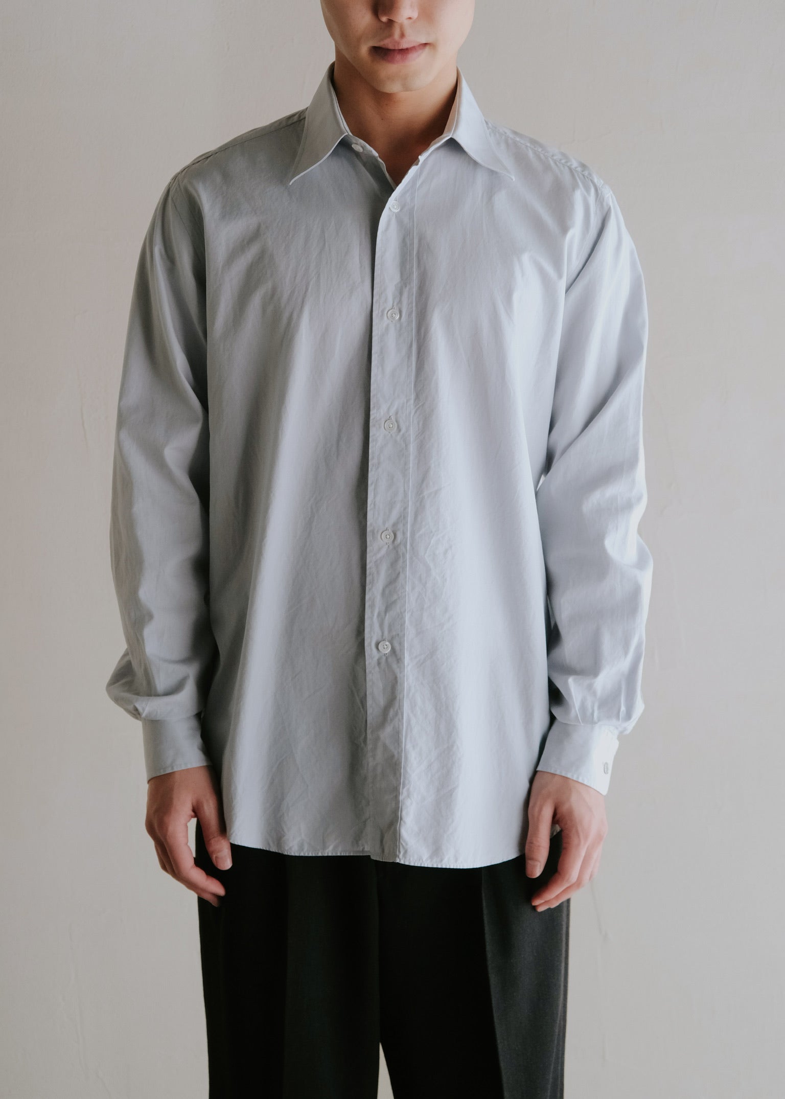 90's HERMÈS round cut hem regular collar shirt