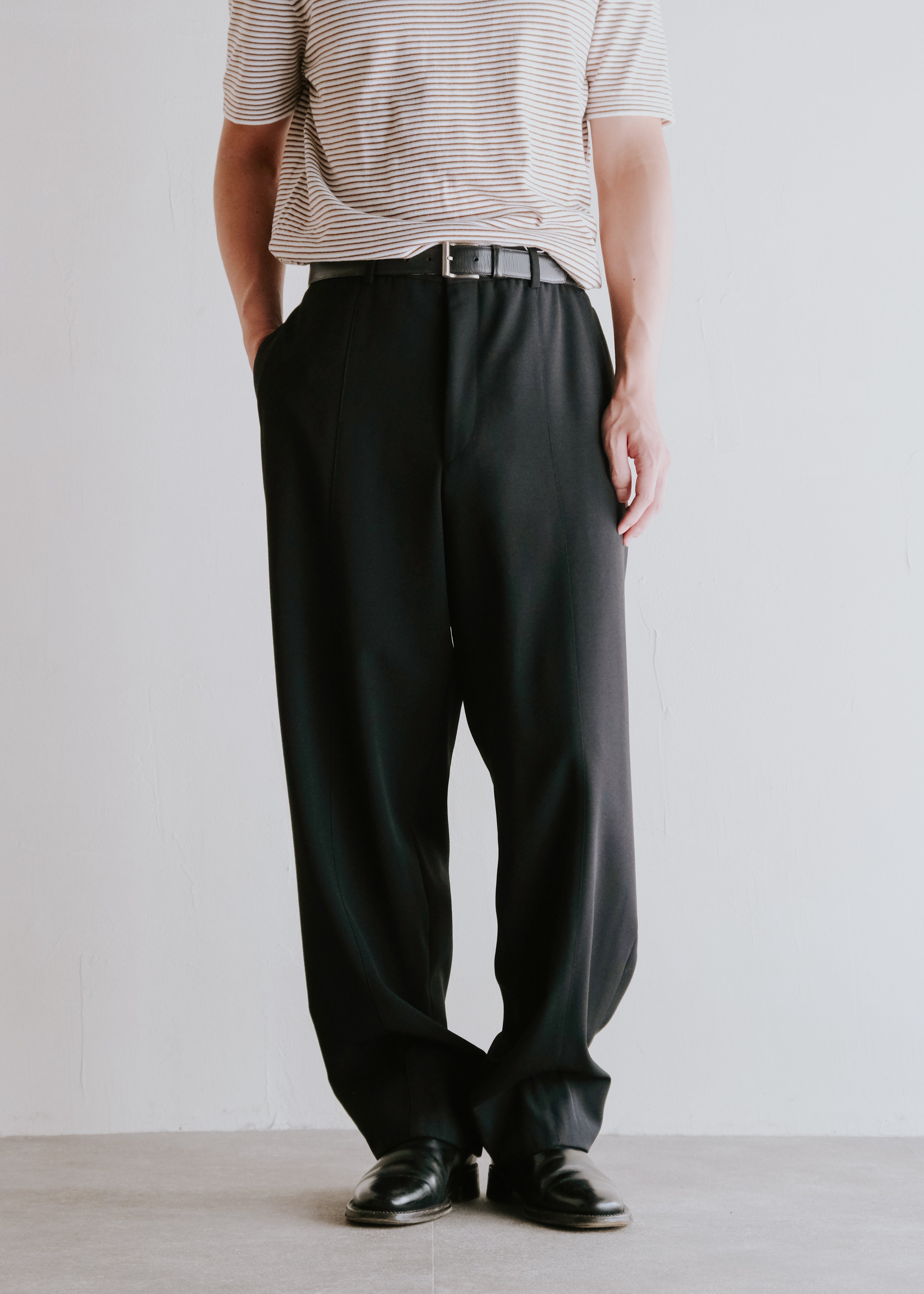 90-00's GIORGIO ARMANI center seam pure wool wide trousers