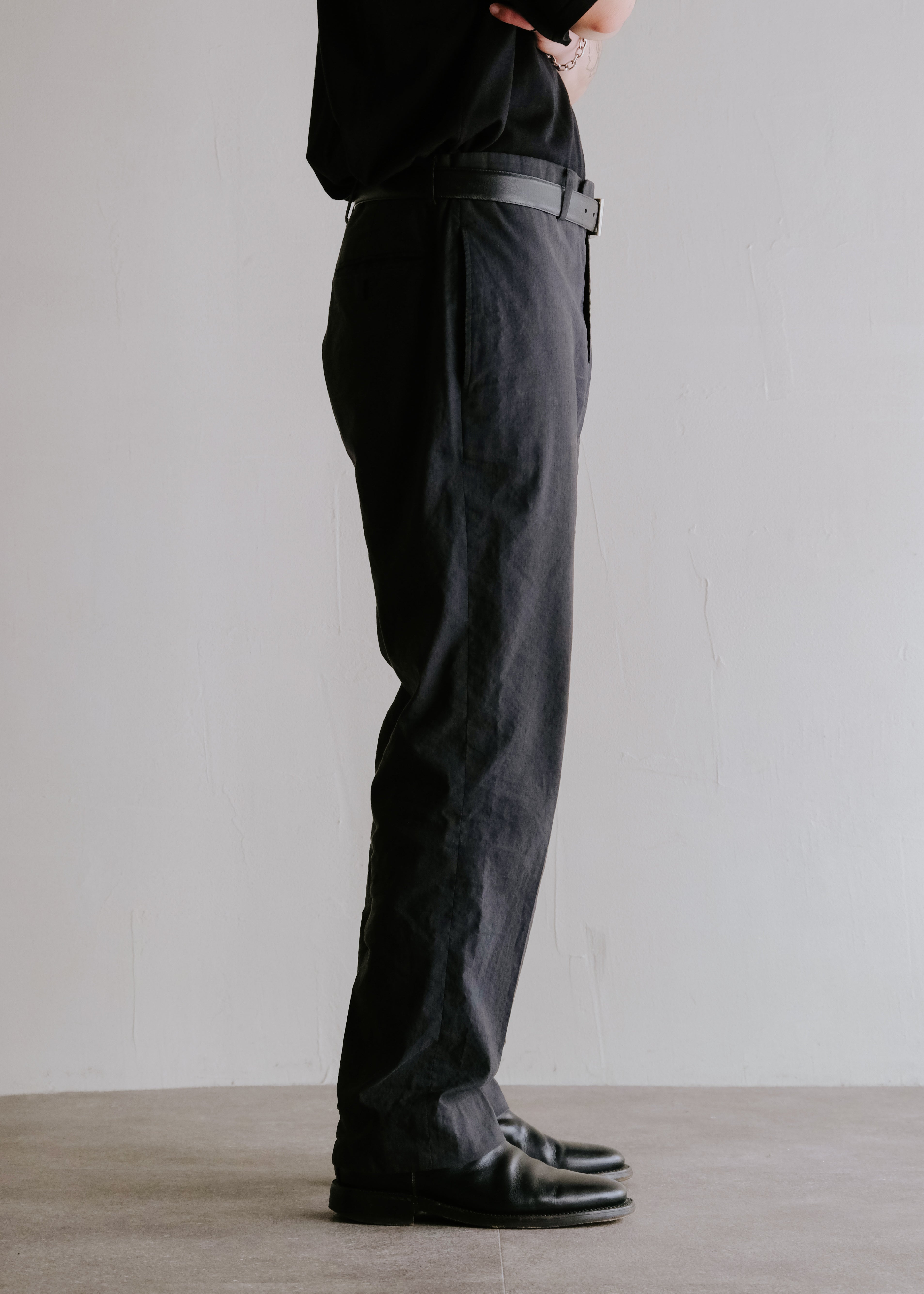 00's HERMÈS cotton linen tapered trousers