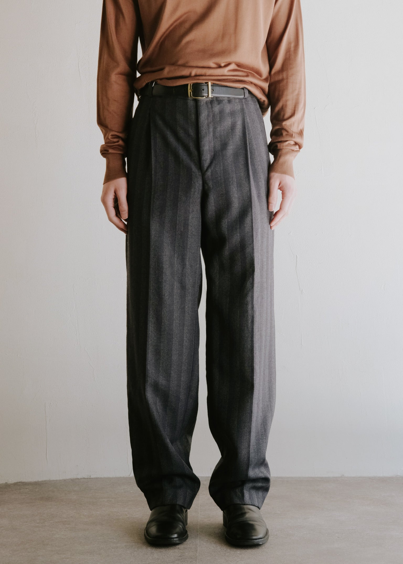 70-80's euro vintage two tucked stripes trousers