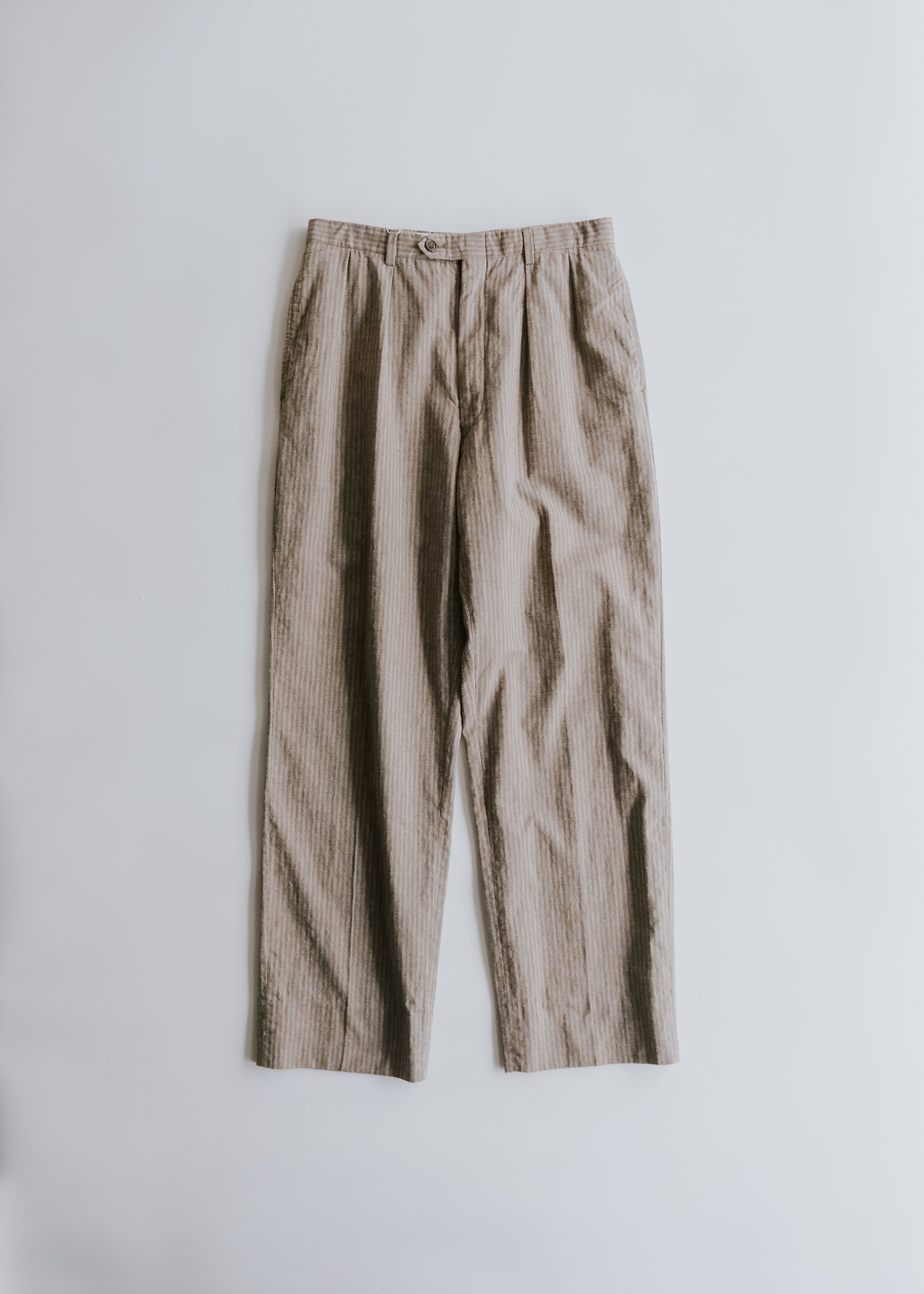 80-90's GIORGIO ARMANI light weight cotton wide tapered slacks