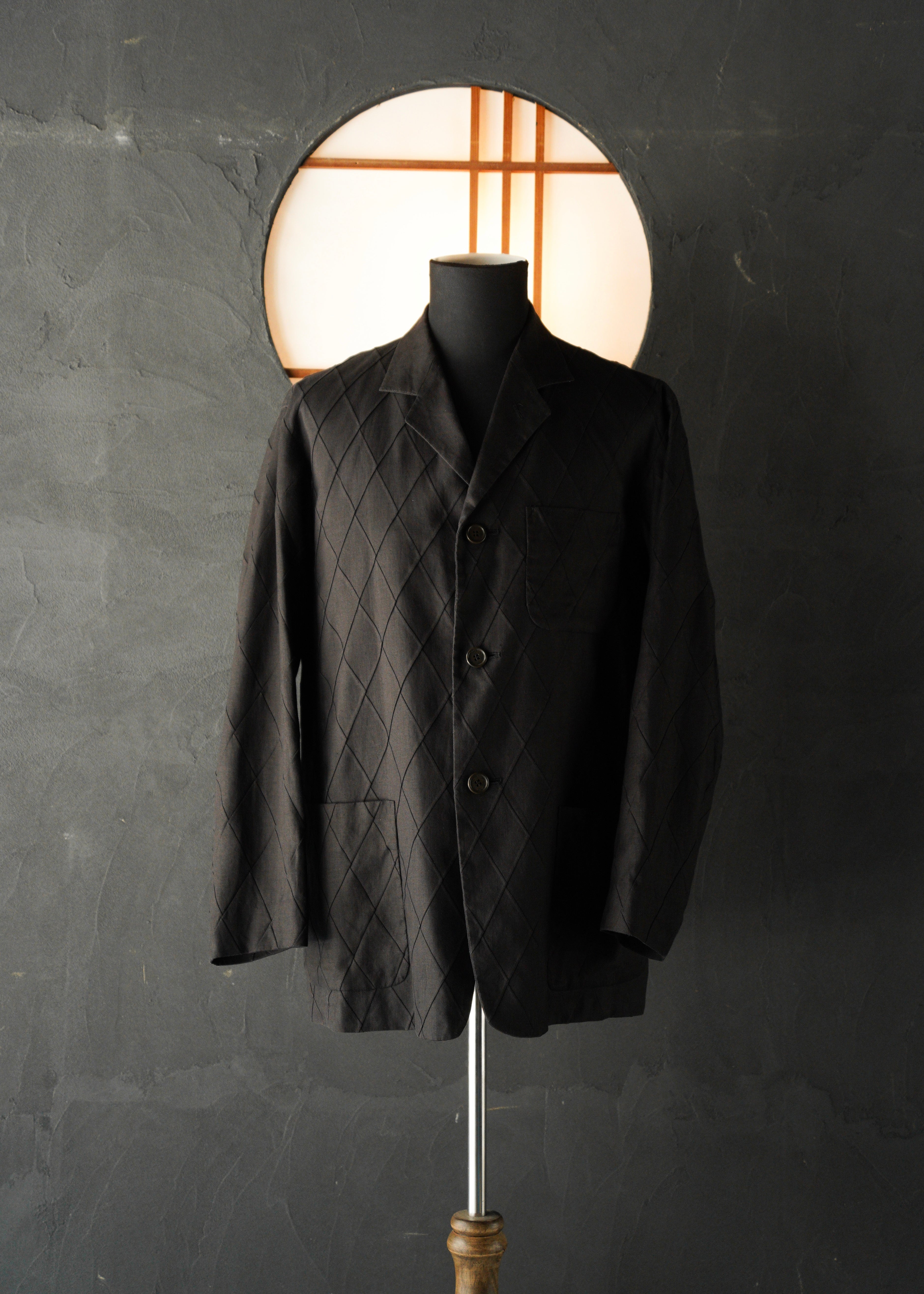 ISSEY MIYAKE MEN 02SS diamond stitch 3 b linen tailored jacket