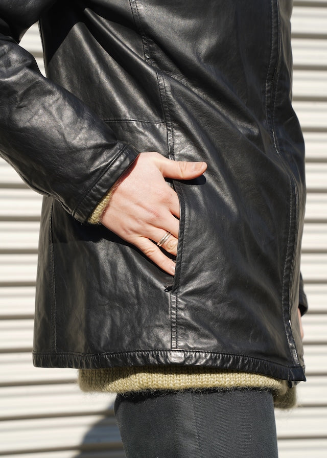 00's ARMANI EXCHANGE double zip leather jacket