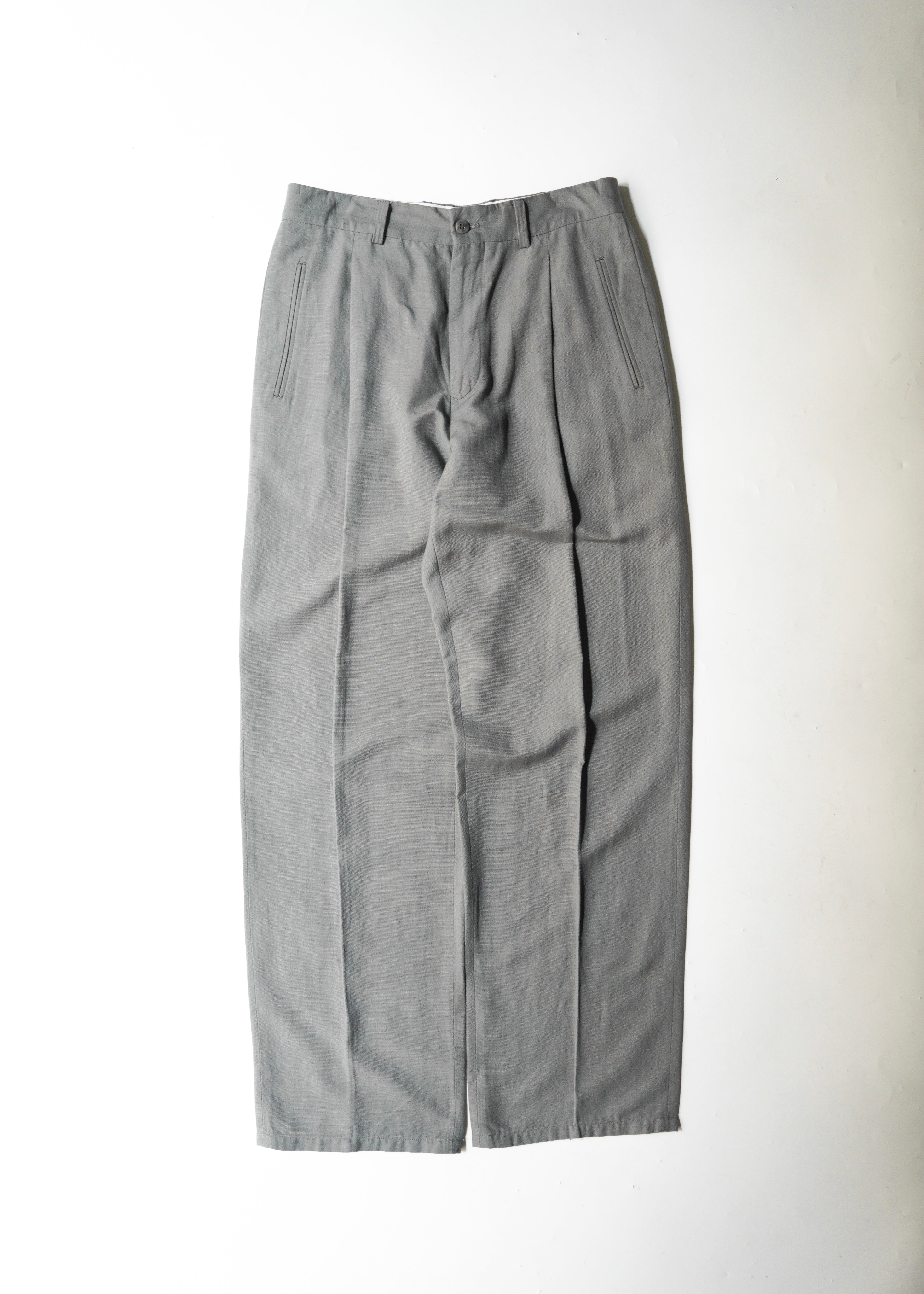00’s ARMANI COLLEZIONI center crease cotton blend linen pants