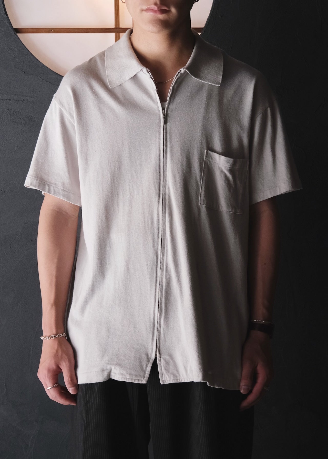 80’s- Y's for men full zip short sleeve shirt
