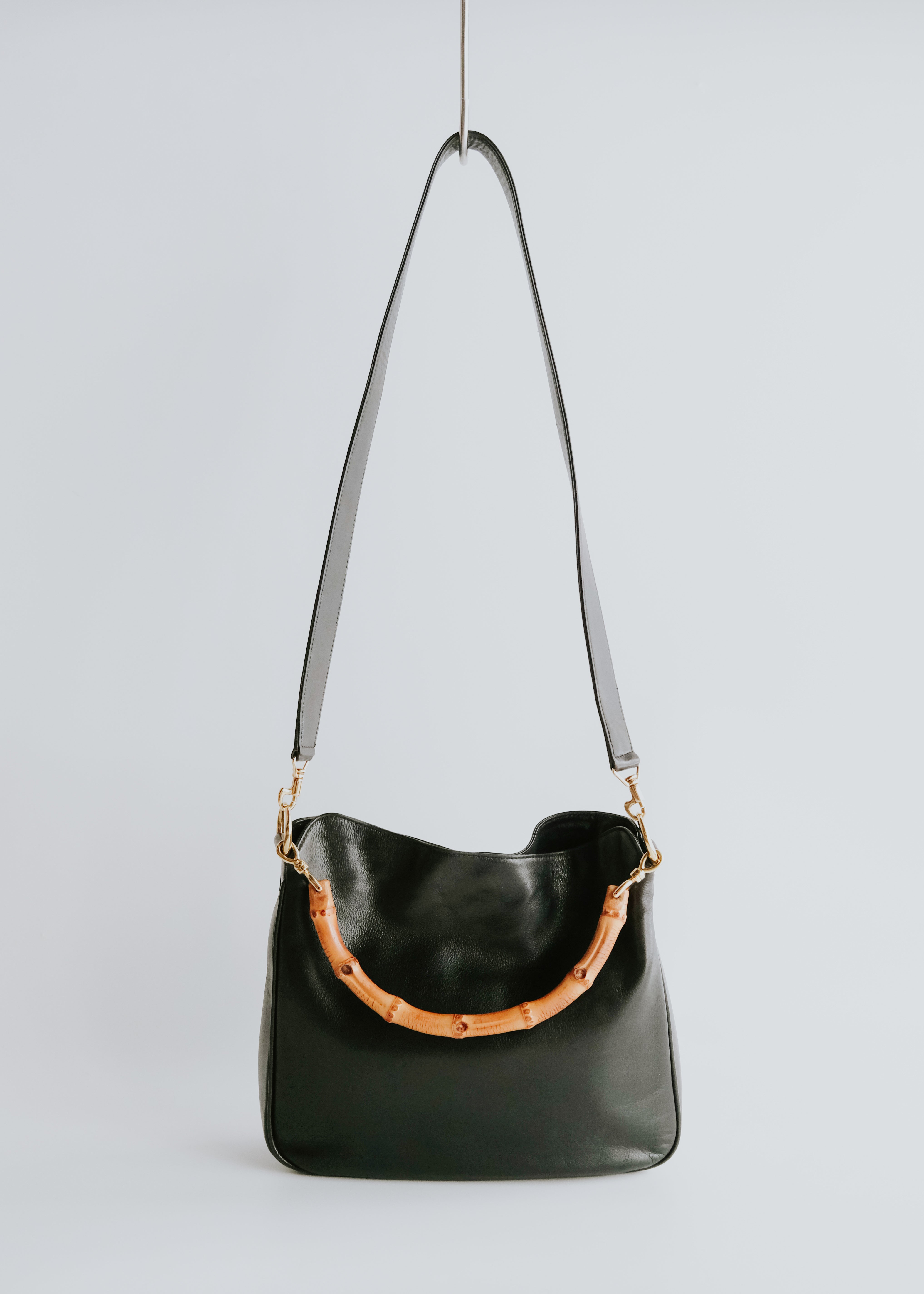GUCCI 2way leather shoulder bag with bamboo handle