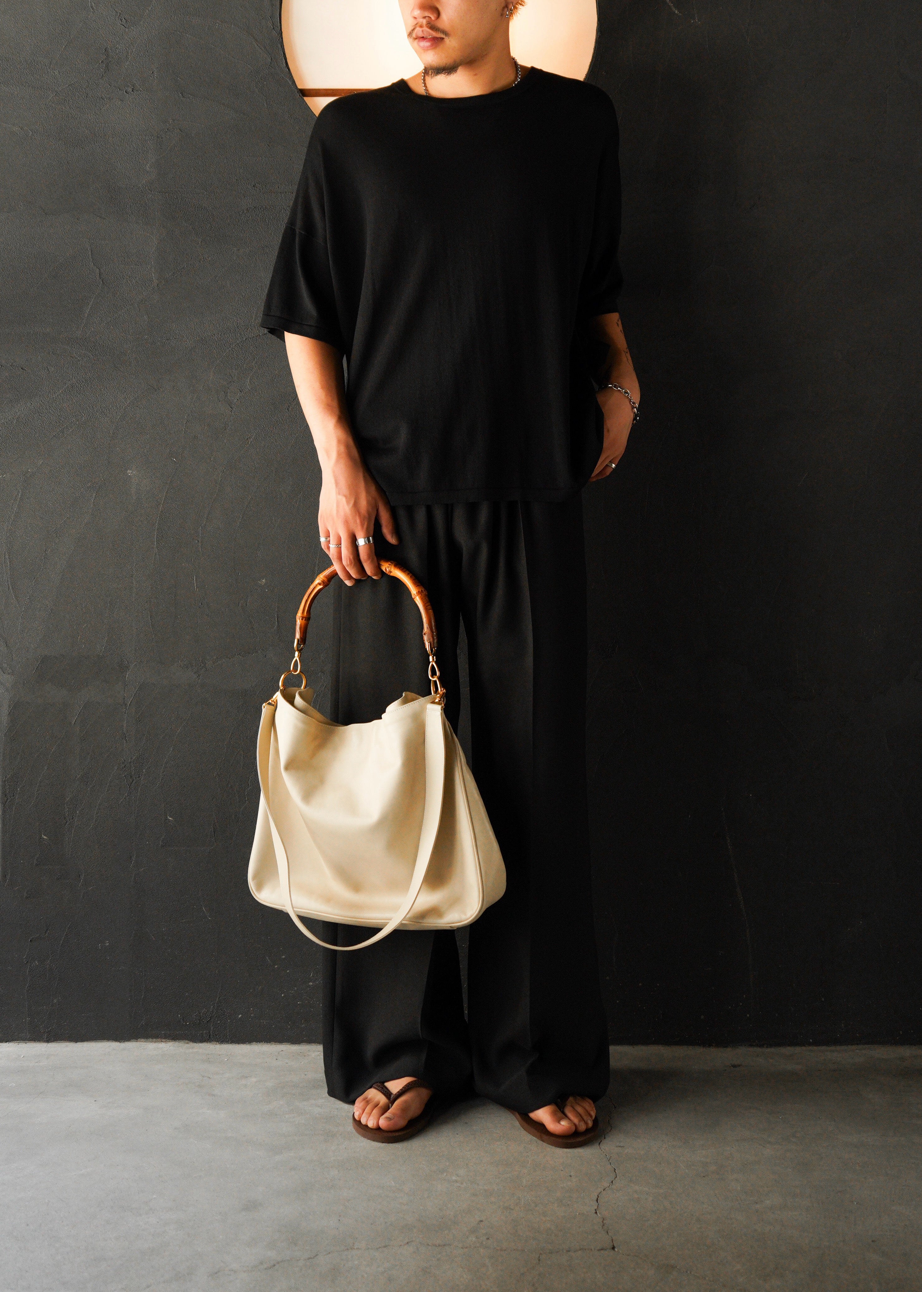 GUCCI bamboo handle 2 way leather shoulder bag