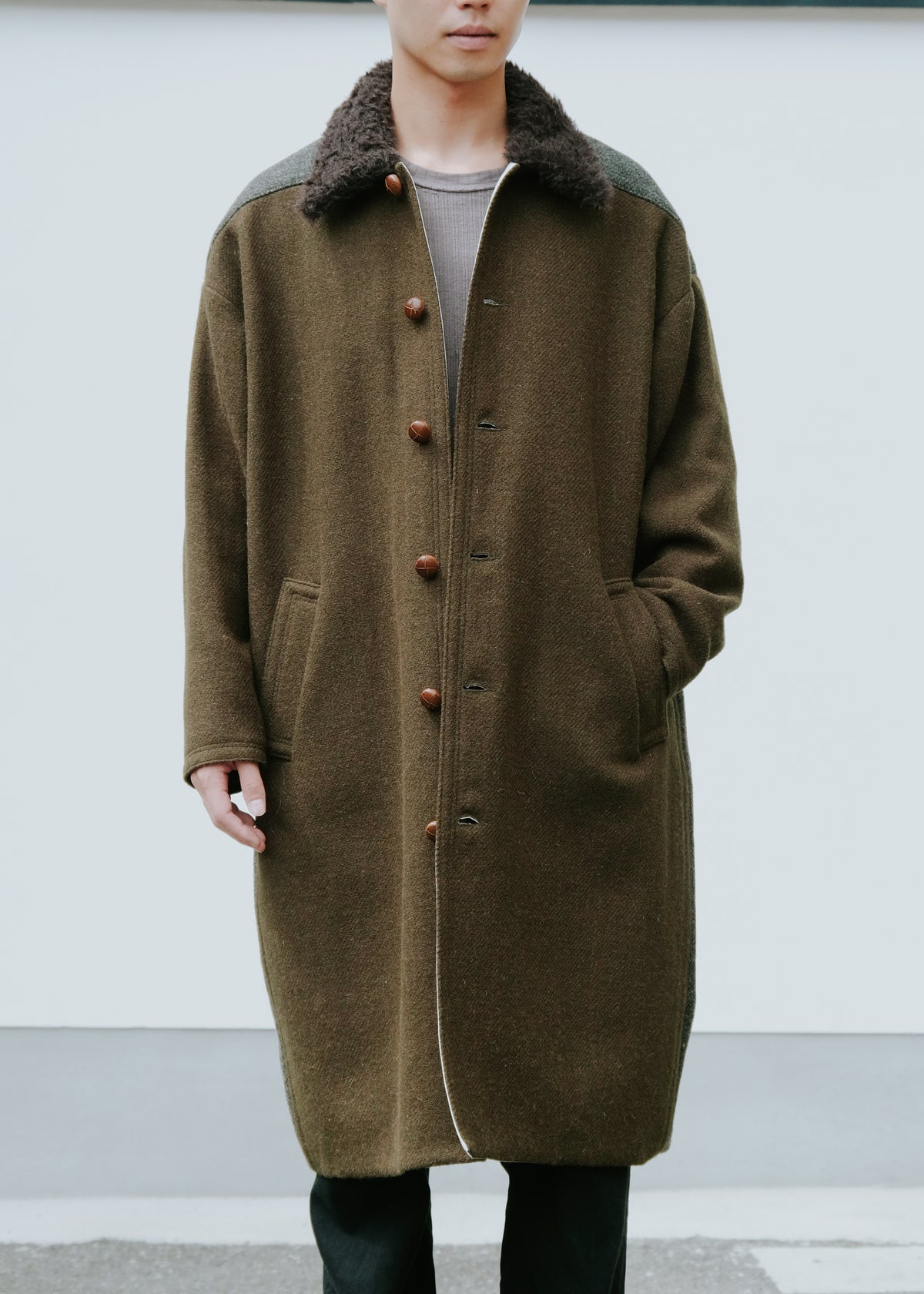 NAMACHEKO 26AW EMLEY コート SPECKLED MOSS GREEN メンズ