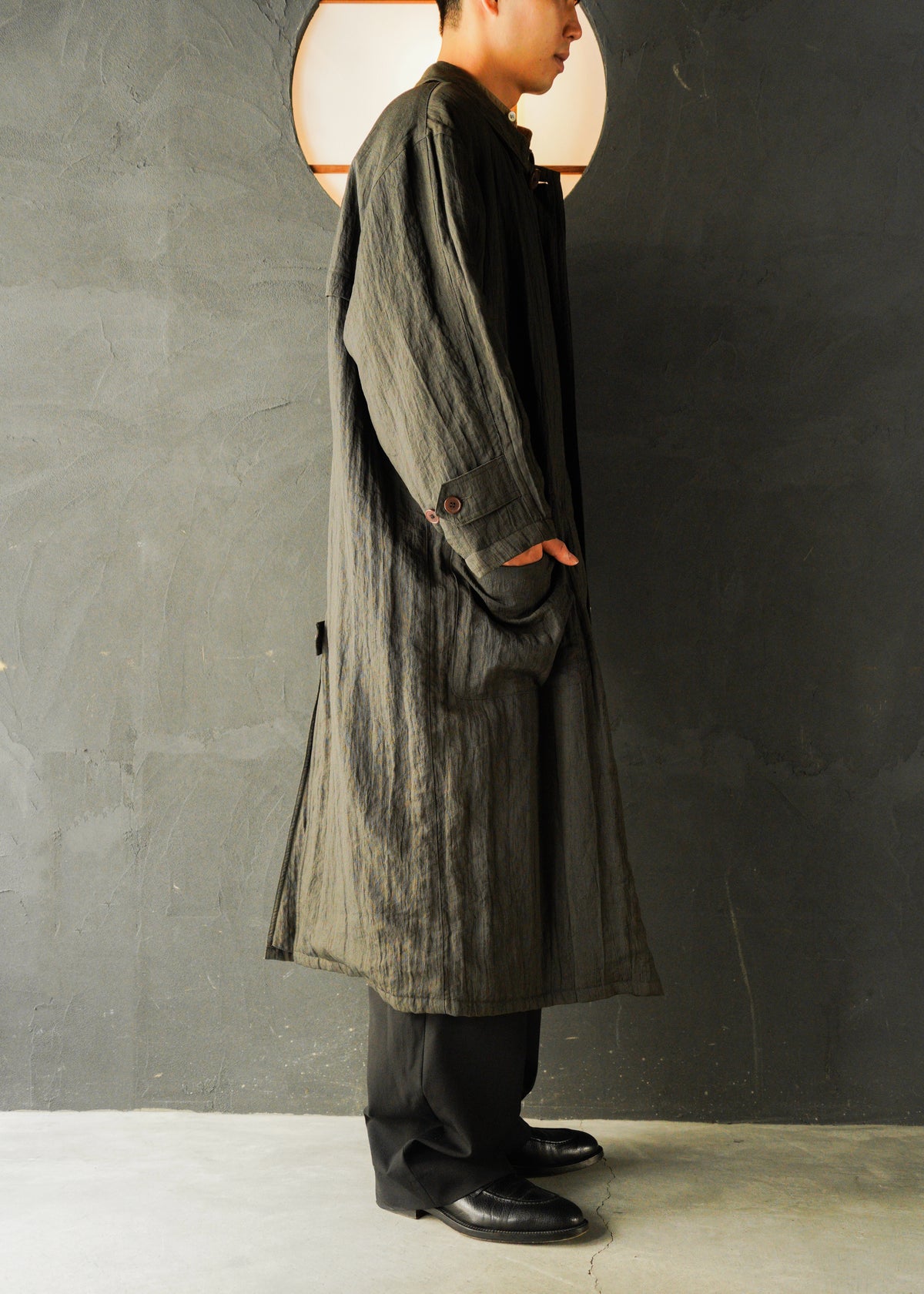 70-80’s GIORGIO ARMANI linen balmacaan coat