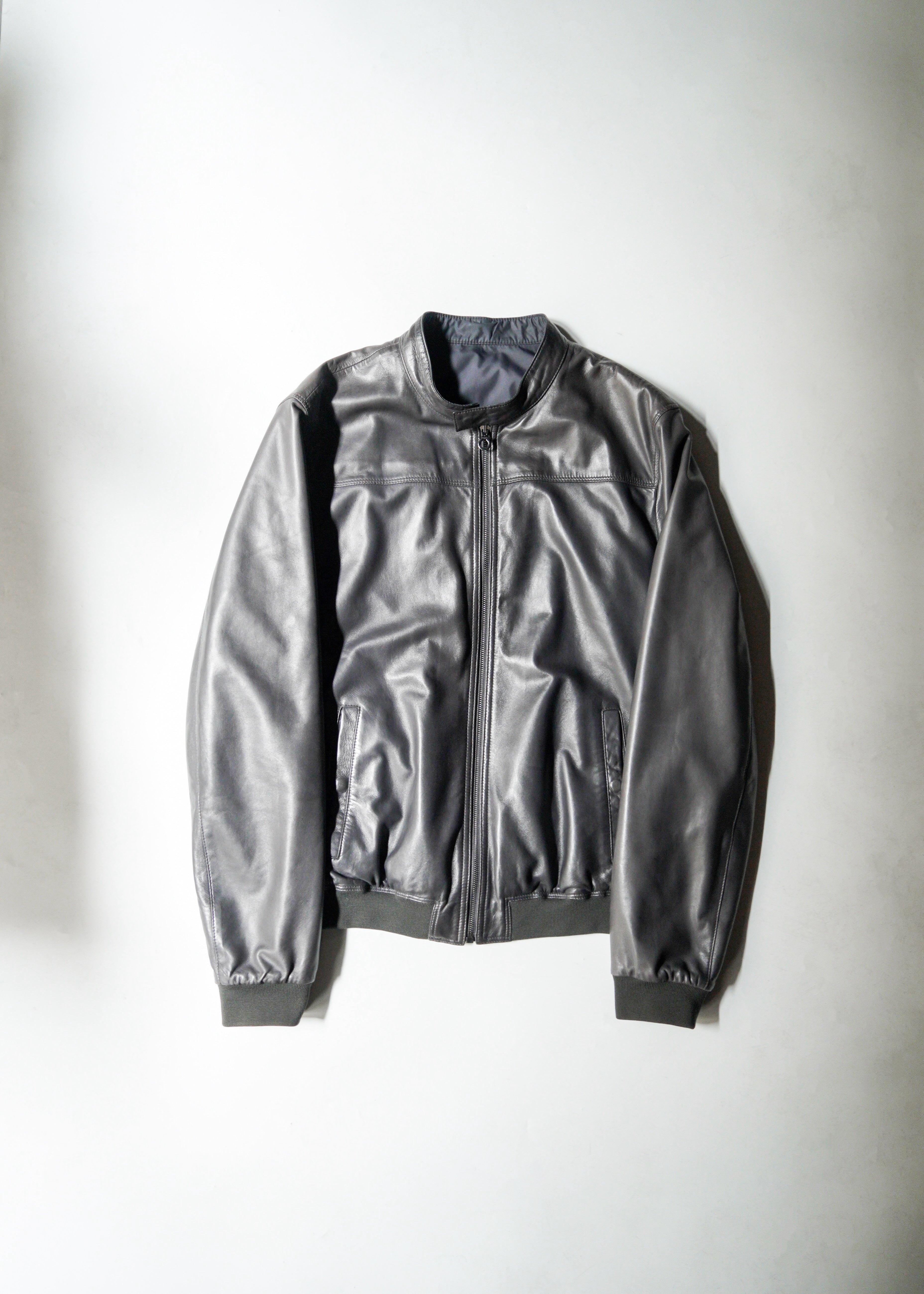 90’s Salvatore Ferragamo reversible single zip up leather jacket
